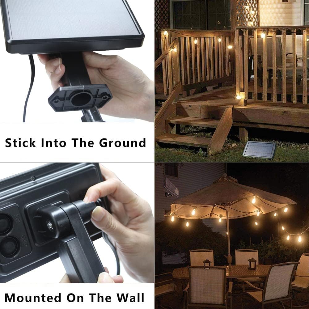 SUNTHIN 24ft Solar String Lights, USB Rechargeable Solar Outdoor Lights with Waterproof & Shatterproof LED Bulbs for Patio, Porch, Garden, Deck, Bistro, Cafe, Camping