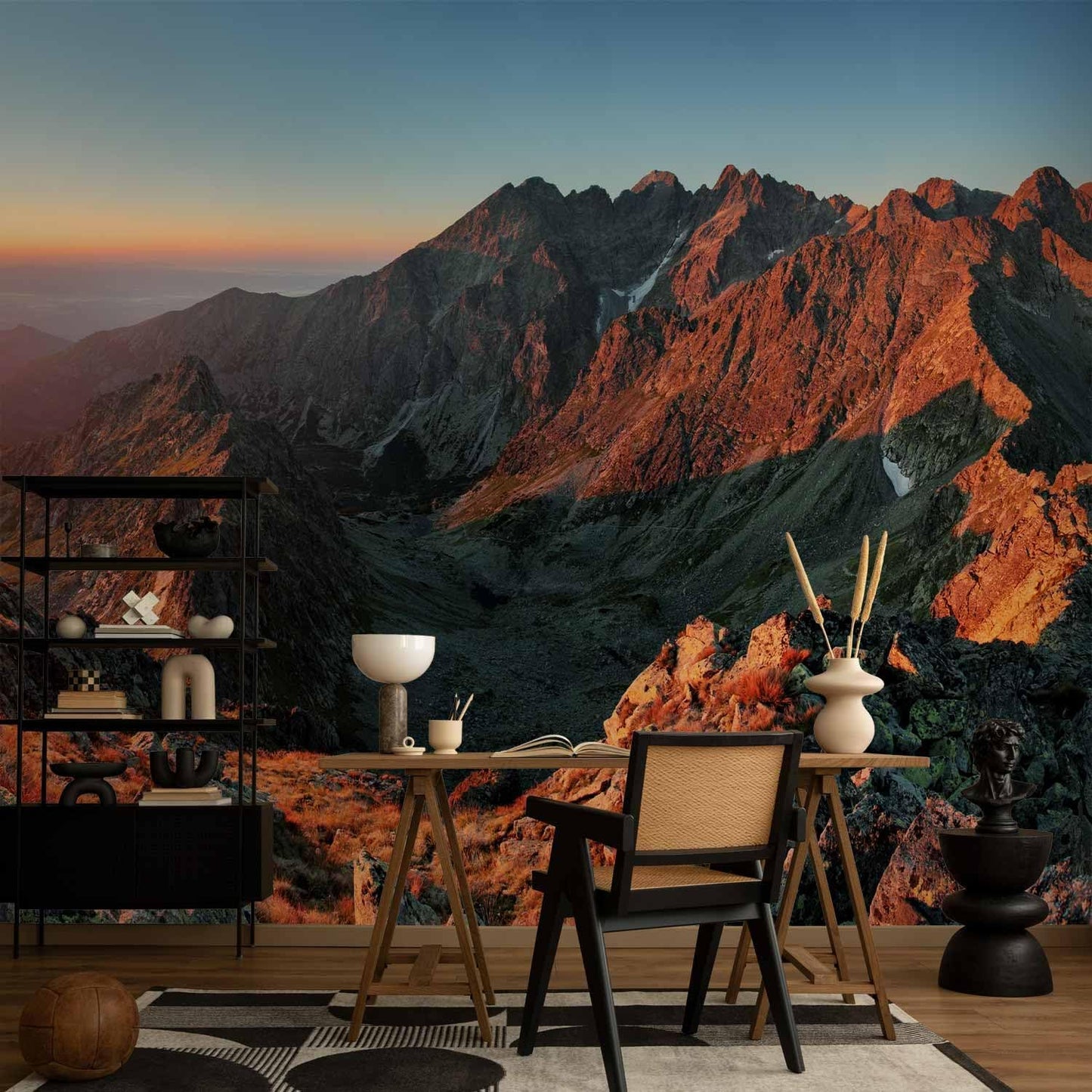 artgeist Wall Mural Peel and Stick Landscape 212x98 in - XXL Self-Adhesive Corner Wallpaper Removable Large Sticker Foil Angle Wallpaper Wall Decor Print Sun Nature Mountains c-B-0471-a-a