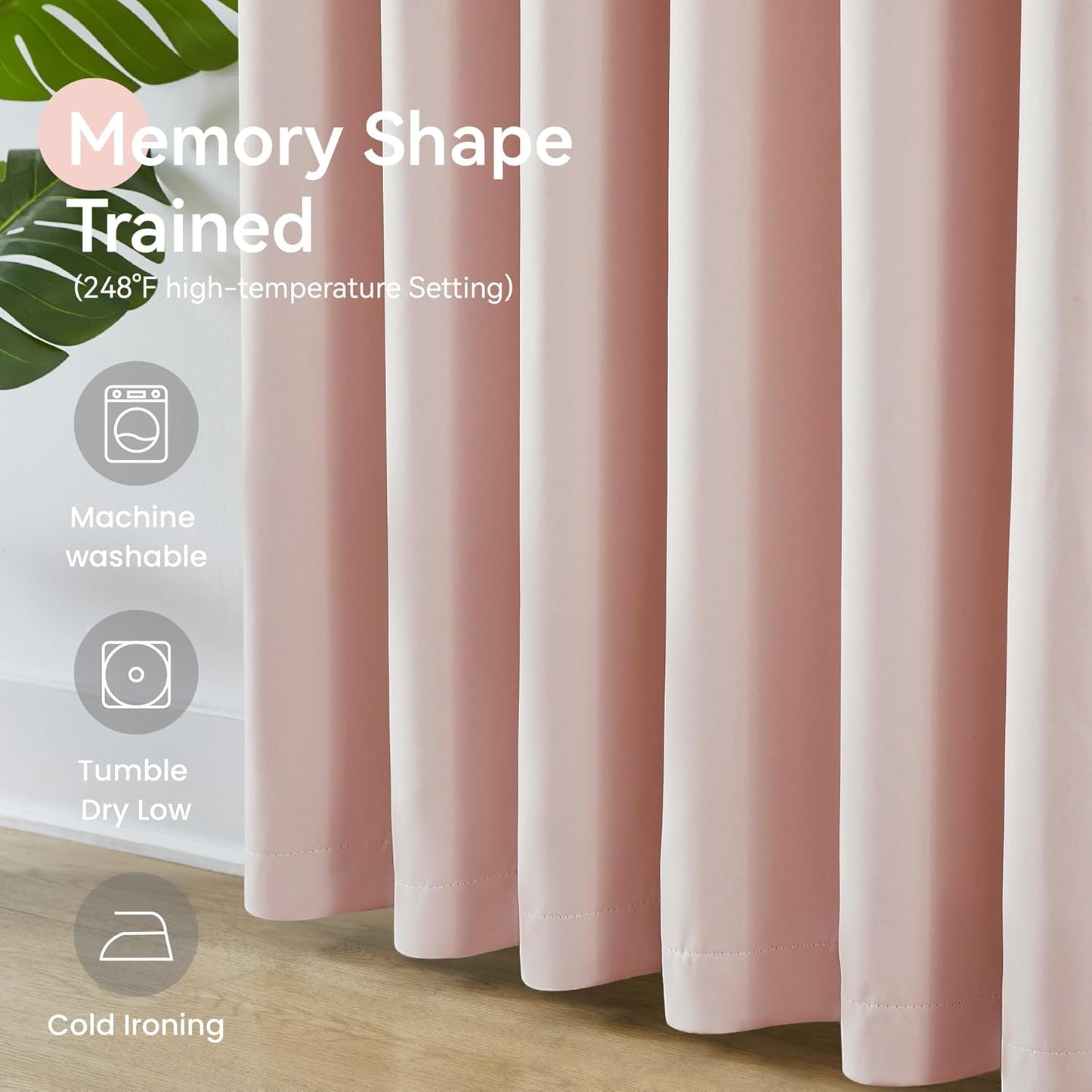 KangBang 2 PCs Pinch Pleat Wide Drapes for Sliding Door 95 Inches Long, Room Darkening Privacy Assured Polyester Curtains & Drapes Ceiling to Floor for Locker Room Living Room(Baby Pink,60x95 Inch)