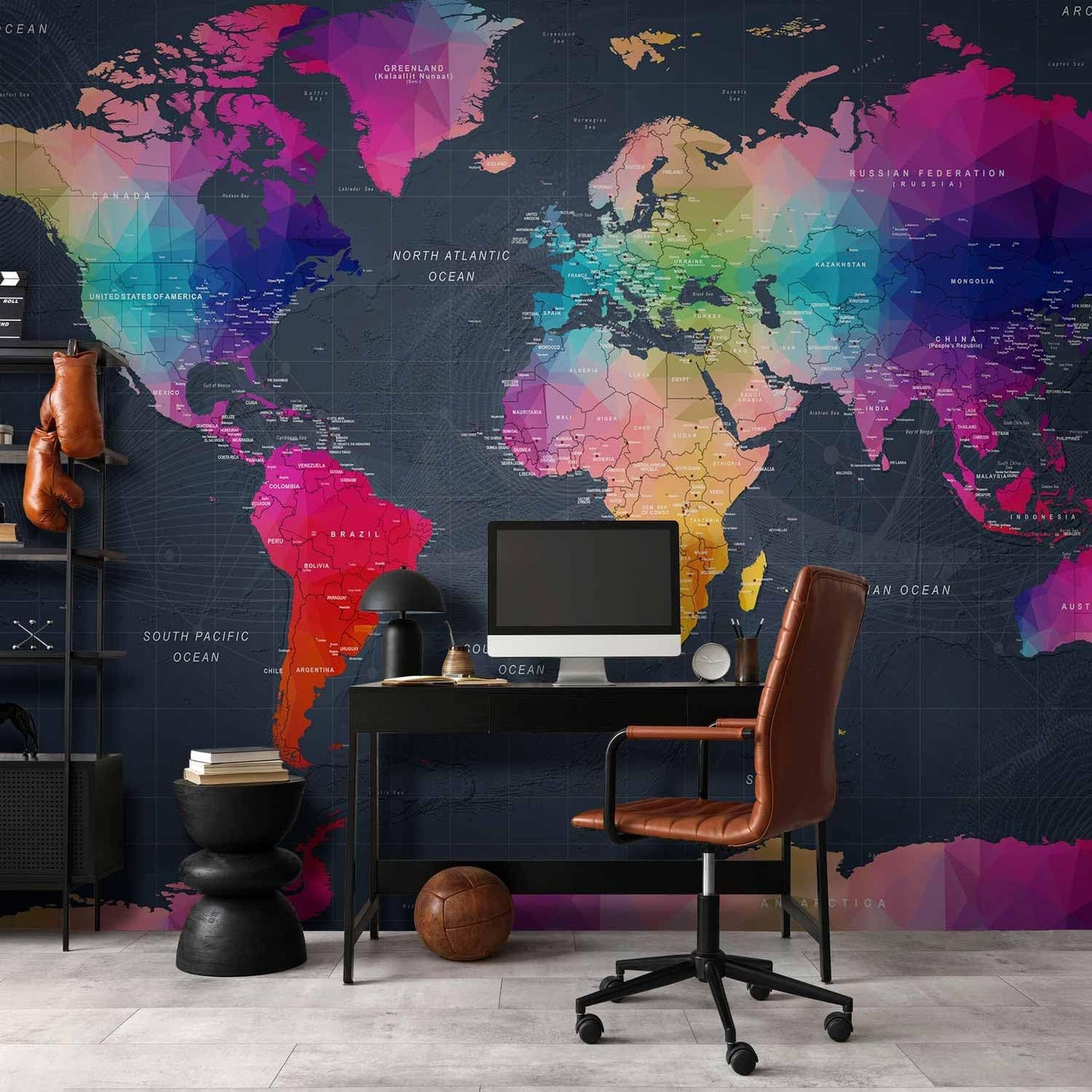 artgeist Wall Mural World Map 173"x124" - XXL Peel and Stick Self-Adhesive Wallpaper Removable Large Sticker Foil Wall Decor Print Picture Image Design Map of The World k-A-0126-a-a