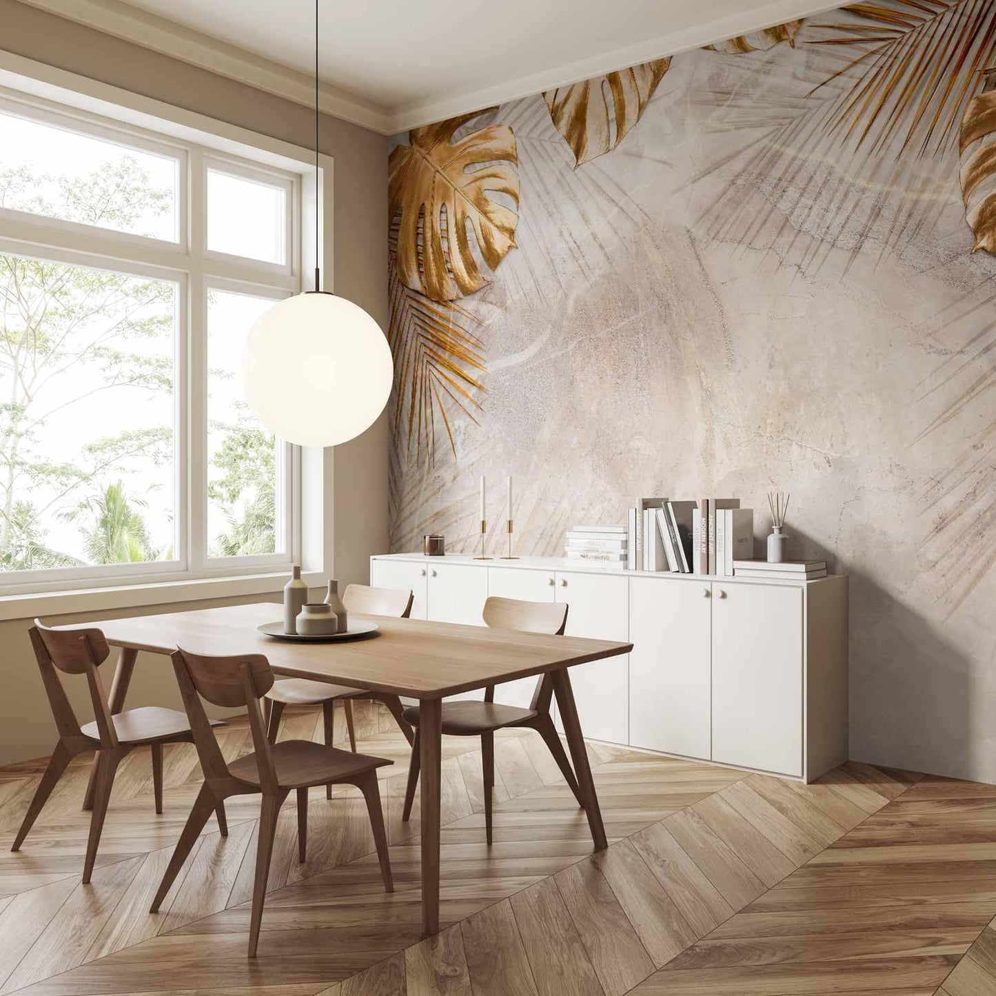artgeist Wall Mural Tropical Leaves 177x124 in - XXL Non-Woven Wallpaper Fleece Wall Decor Photo Print Picture Image Design Monstera Palm Green Leaves b-C-0788-a-a