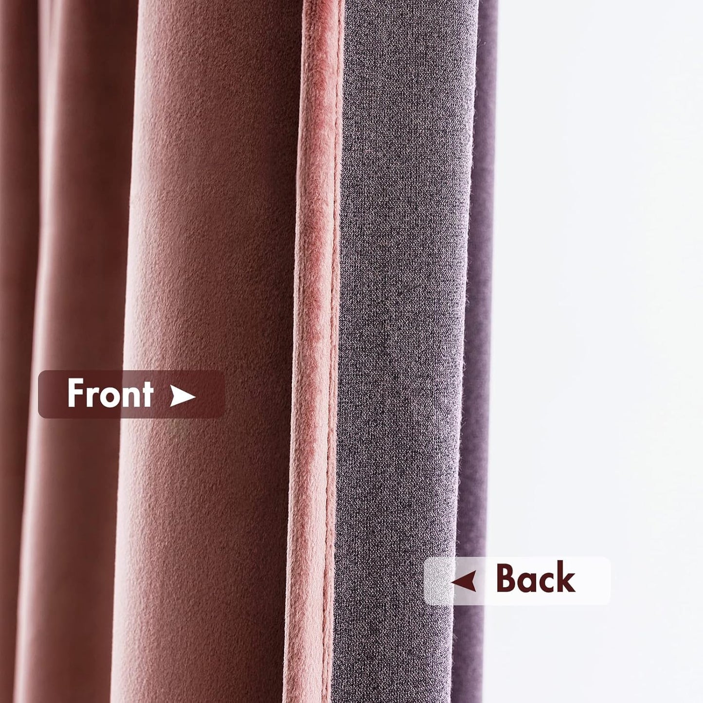 MIULEE Dusty Rose Pink Velvet Curtains Thermal Insulated Blackout Curtain Drapes for Bedroom Living Room Darkening 84 Inches Long Curtains Panels Rod Pocket Set of 2