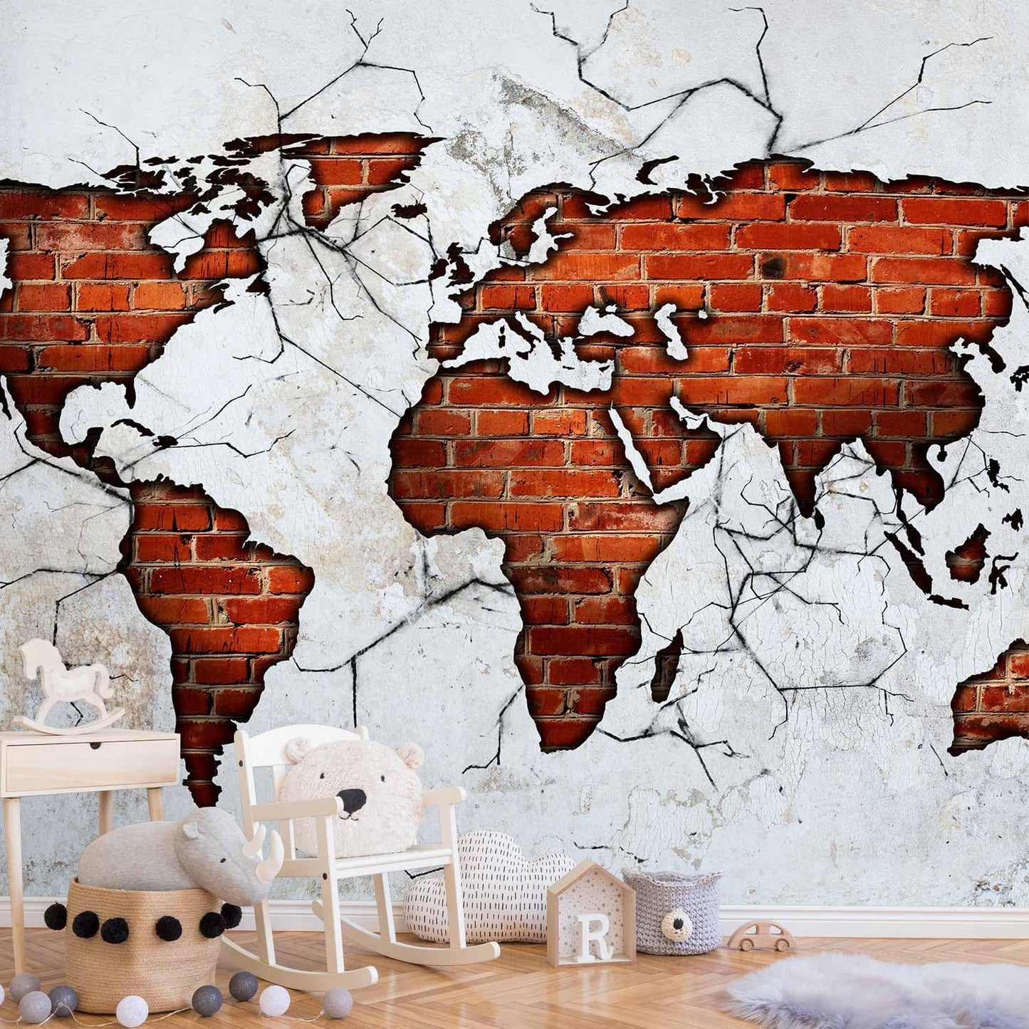 artgeist Premium Wall Mural World Map 138x101 in - XXL Non-Woven Wallpaper Fleece Wall Decor Photo Print Picture Image Design Map of The World k-A-0495-a-a