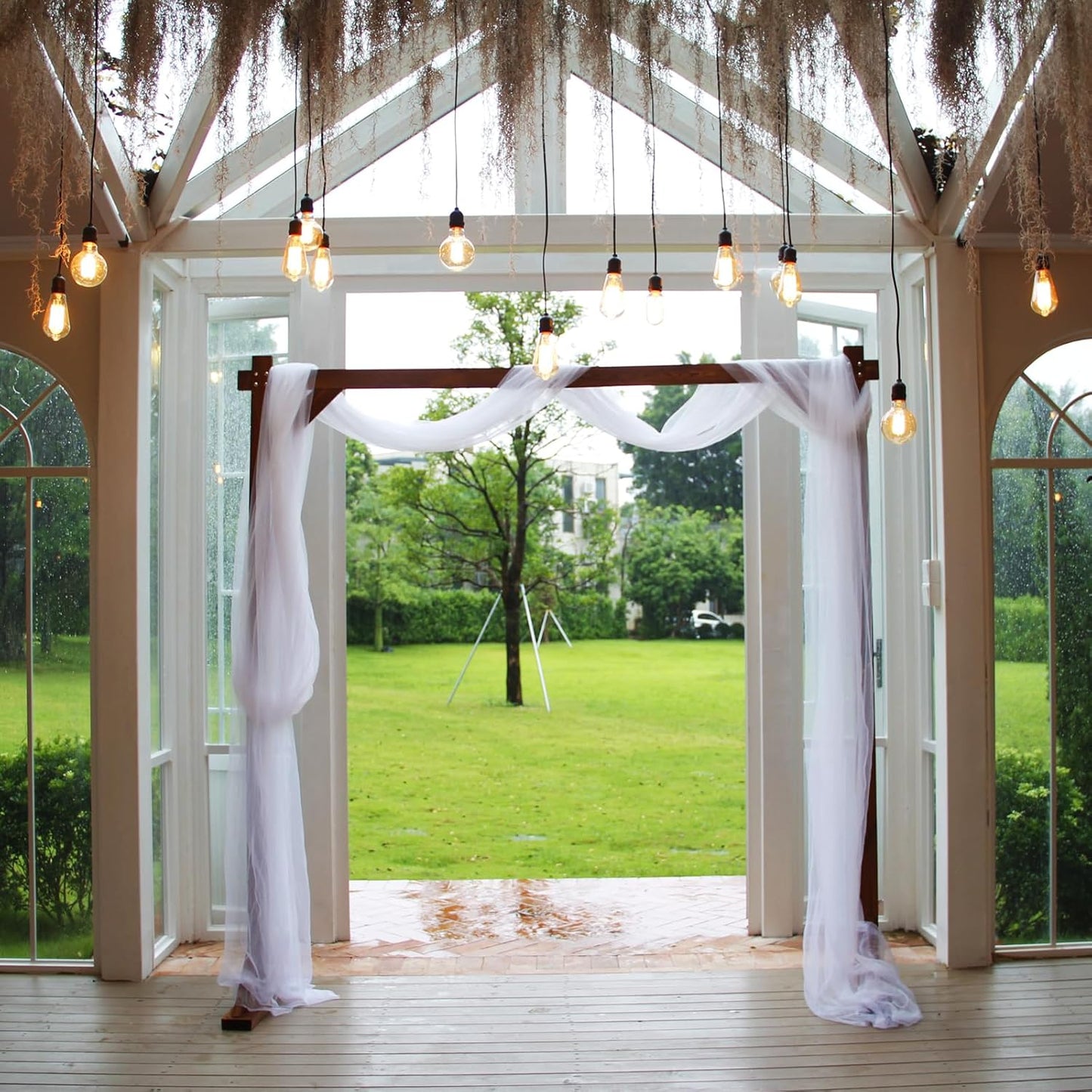 7.3FT Wooden Wedding Arch Stand Square Wood Arch Wedding Arbor for Ceremony Party Proposal Scene Garden
