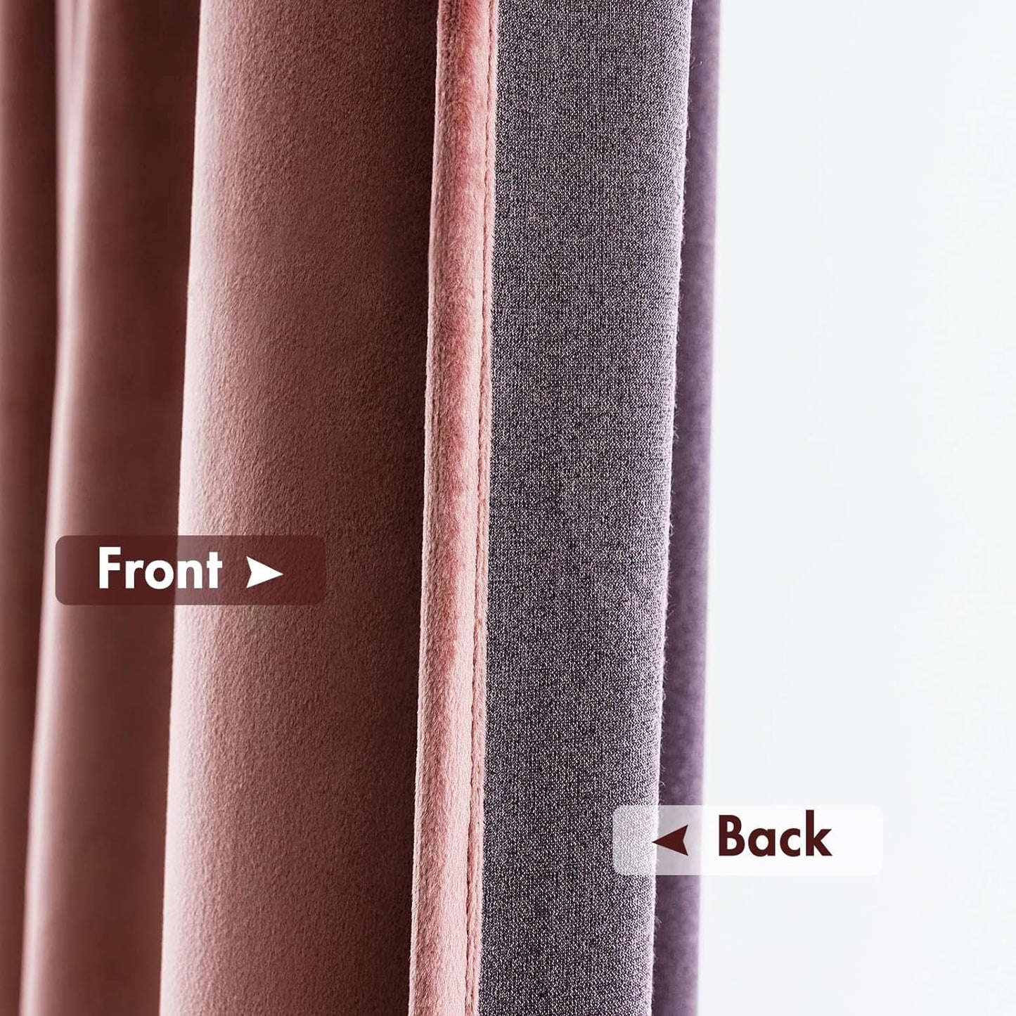 MIULEE Dusty Rose Pink Velvet Curtains Thermal Insulated Blackout Curtain Drapes for Bedroom Living Room Darkening 100 Inches Long Curtains Panels Rod Pocket Set of 2