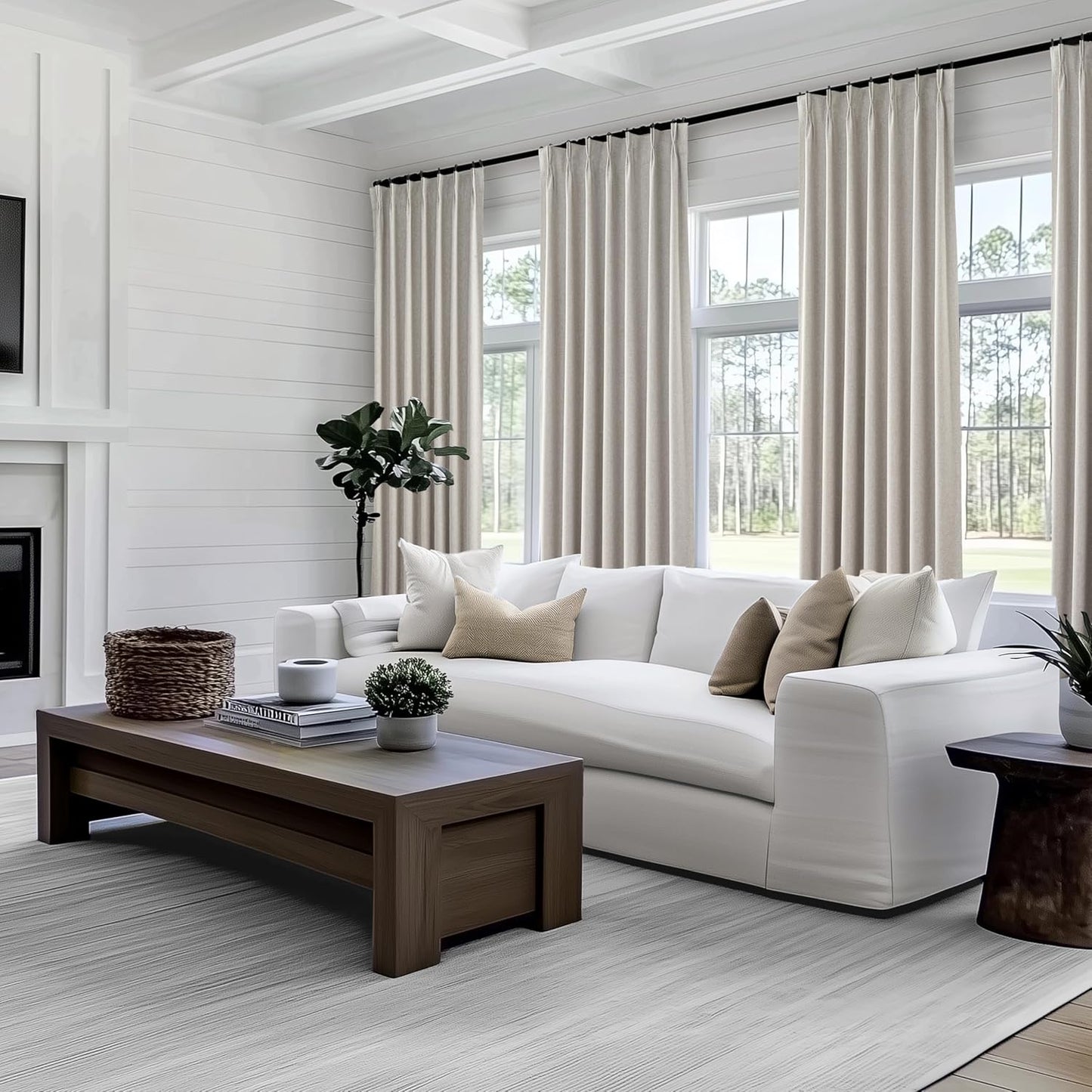 Natural Melange Taupe Blackout Curtains 102 Inch Long Flax Linen Viral Curtain with Pinch Pleat Clips&Hooks, Floor to Ceiling for Living Room Cooling Drapes for Summer Heat (40"W x 102"L x 2Panels)