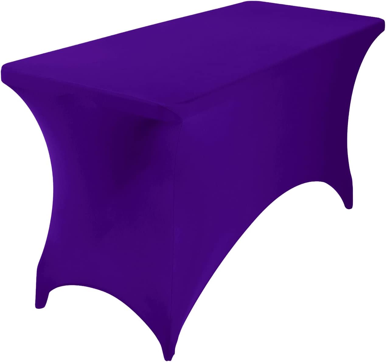 4Pack Spandex Waterproof Table Covers 4ft，Spandex 4ft Waterproof Table Cover for Party,Wedding, Banquet, and Events(Purple)