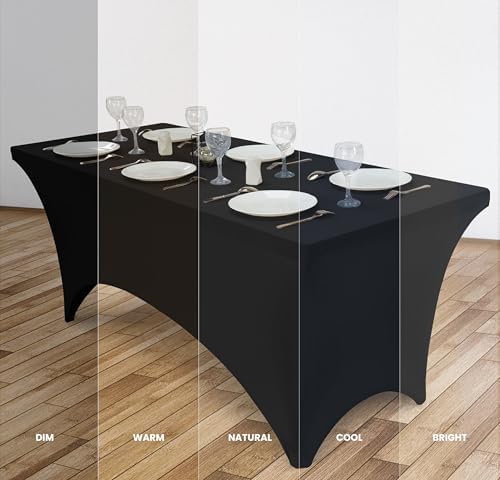 Utopia Kitchen 4FT Spandex Tablecloth [1 Pack, Black] 200 GSM Stretch, Fitted, Washable and Wrinkle Resistant Table Cloth Rectangle Cover for Trade Shows, Wedding, Parties [48Lx30Wx30H Inch]