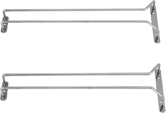 TrueCraftware- 10-Inch Wine Glass Rack Chrome Finish Set of 2- Stemware Rack Wire Hanging Rack Under Cabinet Wine Glass Rack Stemware Holder Glass Storage Hanger Organizer for Kitchen and Bar