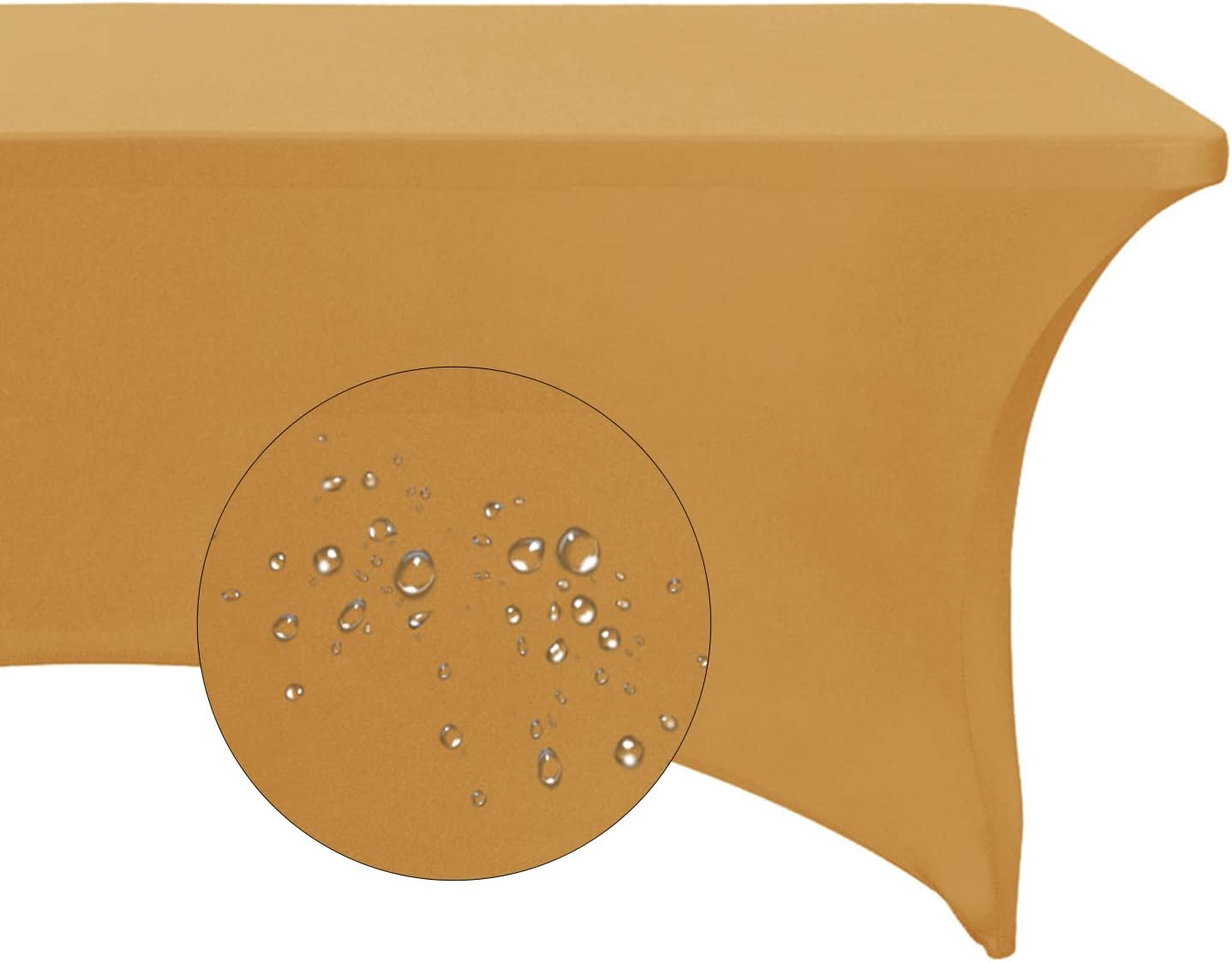 Spandex 6ft Waterproof Table Cover for Party,Wedding, Banquet, and Events(Gold)