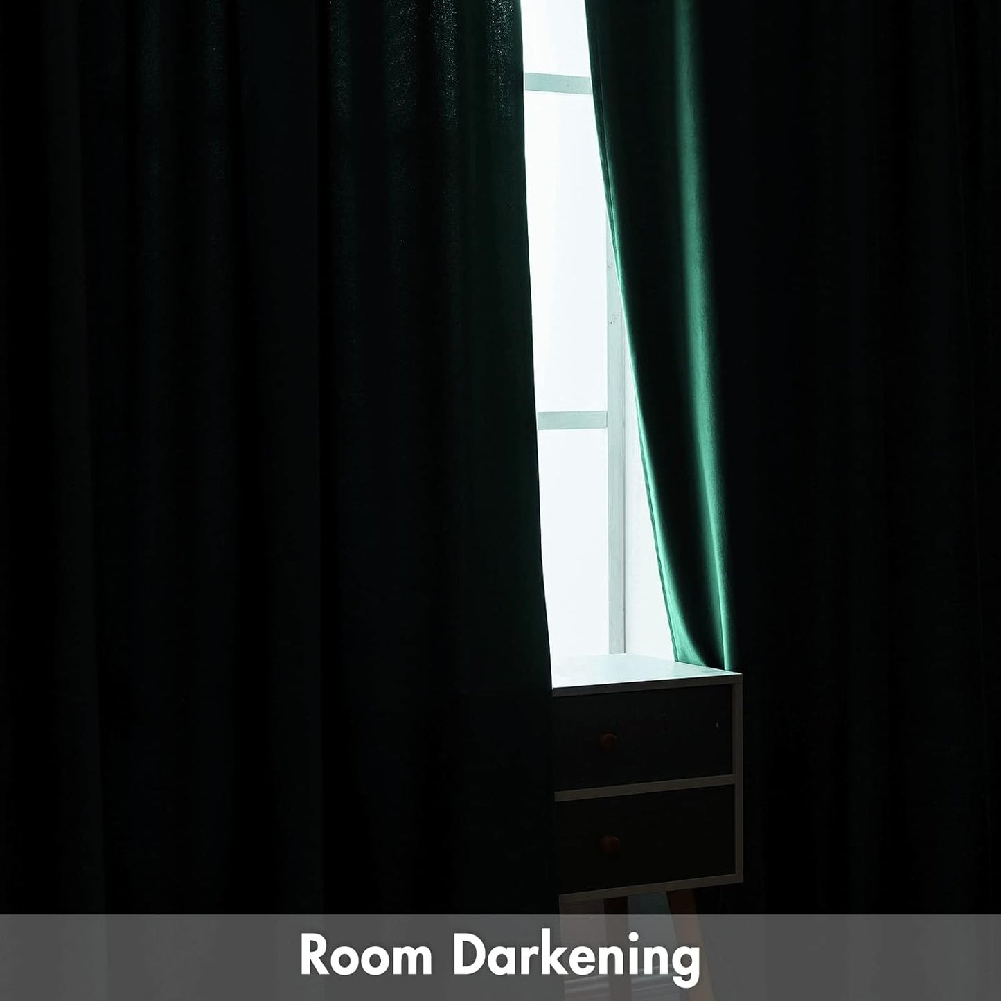 MIULEE Dark Green Velvet Curtains Thermal Insulated Blackout Curtain Christmas Emerald Green Drapes for Bedroom Living Room Darkening 90 Inches Long Curtains Panels Rod Pocket Set of 2