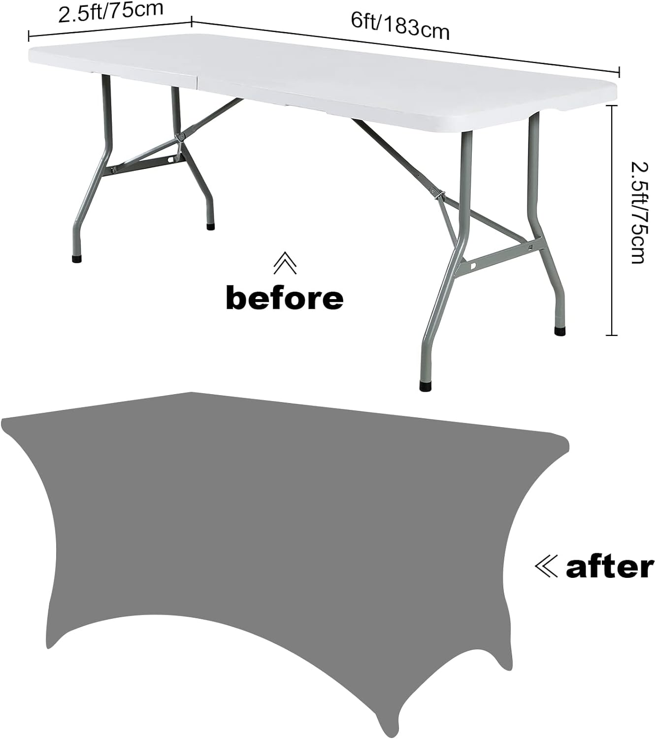 SuperO 2Pack Waterproof Spandex Table Cover for 6FT Table Universal Fitted Stretch Tablecloth for Party, Banquet, Wedding and Events-Champagne