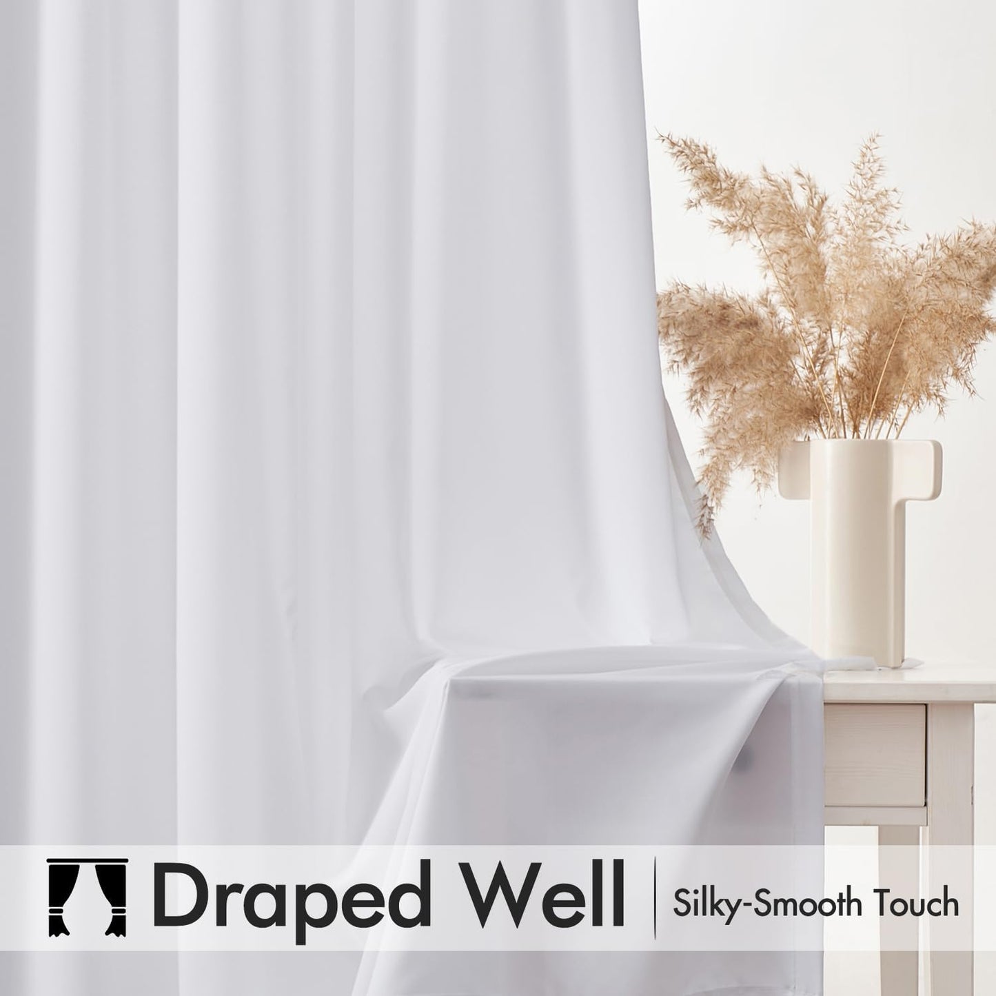 MIULEE White Privacy Sheer Curtains That Let Light in 96 Inches Long Non-See-Through Semi Sheer Curtains Light Filtering Window Curtain Drapes for Living Room Bedroom 2 Panels Set 42 X 96