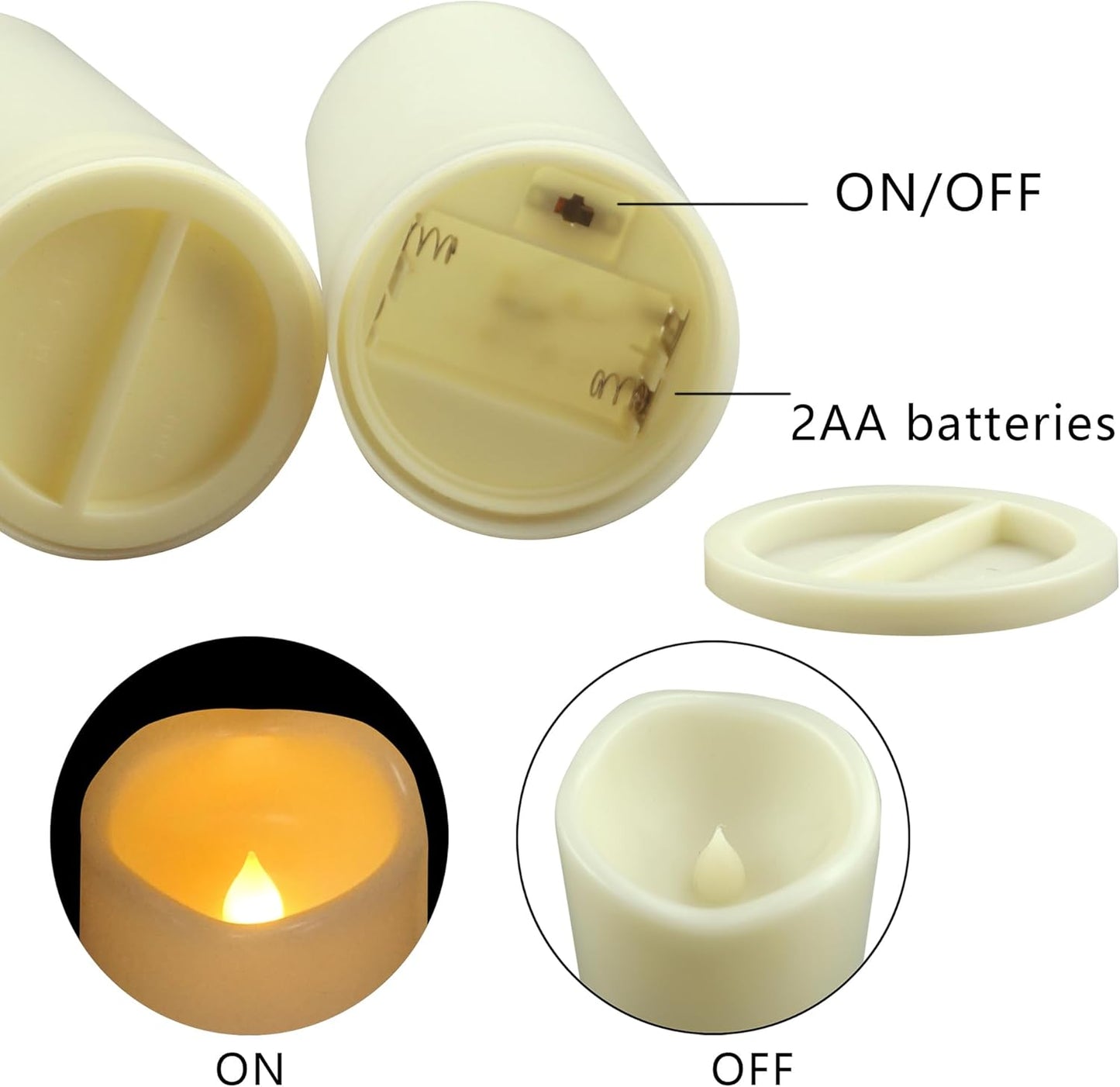 Waterproof Outdoor Battery Operated Flameless Candles with Auto Timer Flickering Plastic Resin Electric LED Pillar Lights for Lantern Patio Garden Wedding Party Decorations 3x8 Inches 3 Pack Ivory