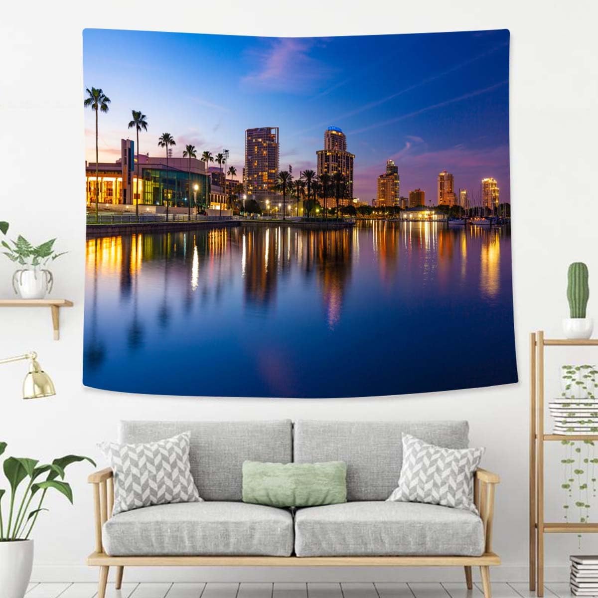 Night Tapestry For Bedroom St Petersburg Florida At Night Tapestries Wall Hanging For Living Room Dorm Office 80×60 In