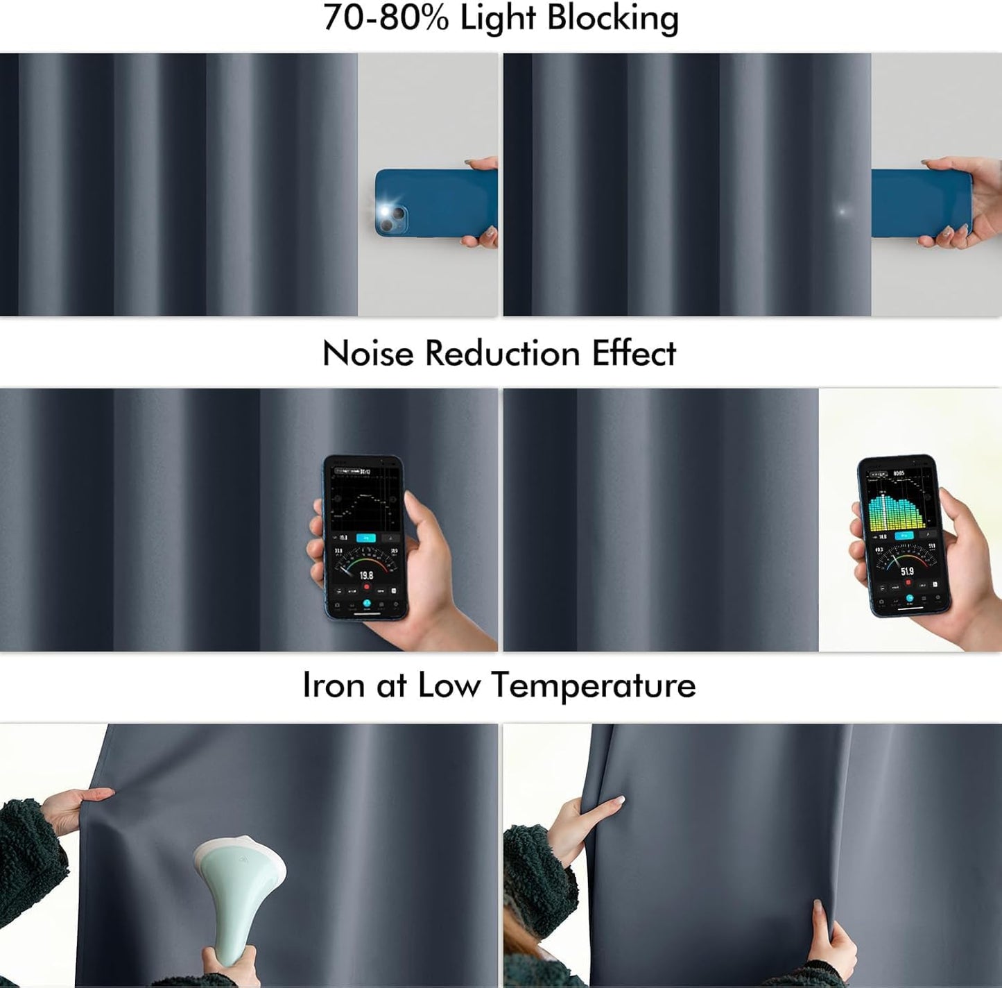 MIULEE Stone Blue Back Tab Blackout Curtains 108 Inch Long 2 Panels Set for Bedroom, Rod Pocket/Pinch Pleat Extra Long Thermal Insulated Living Room Darkening Pleated Light Blocking Drapes