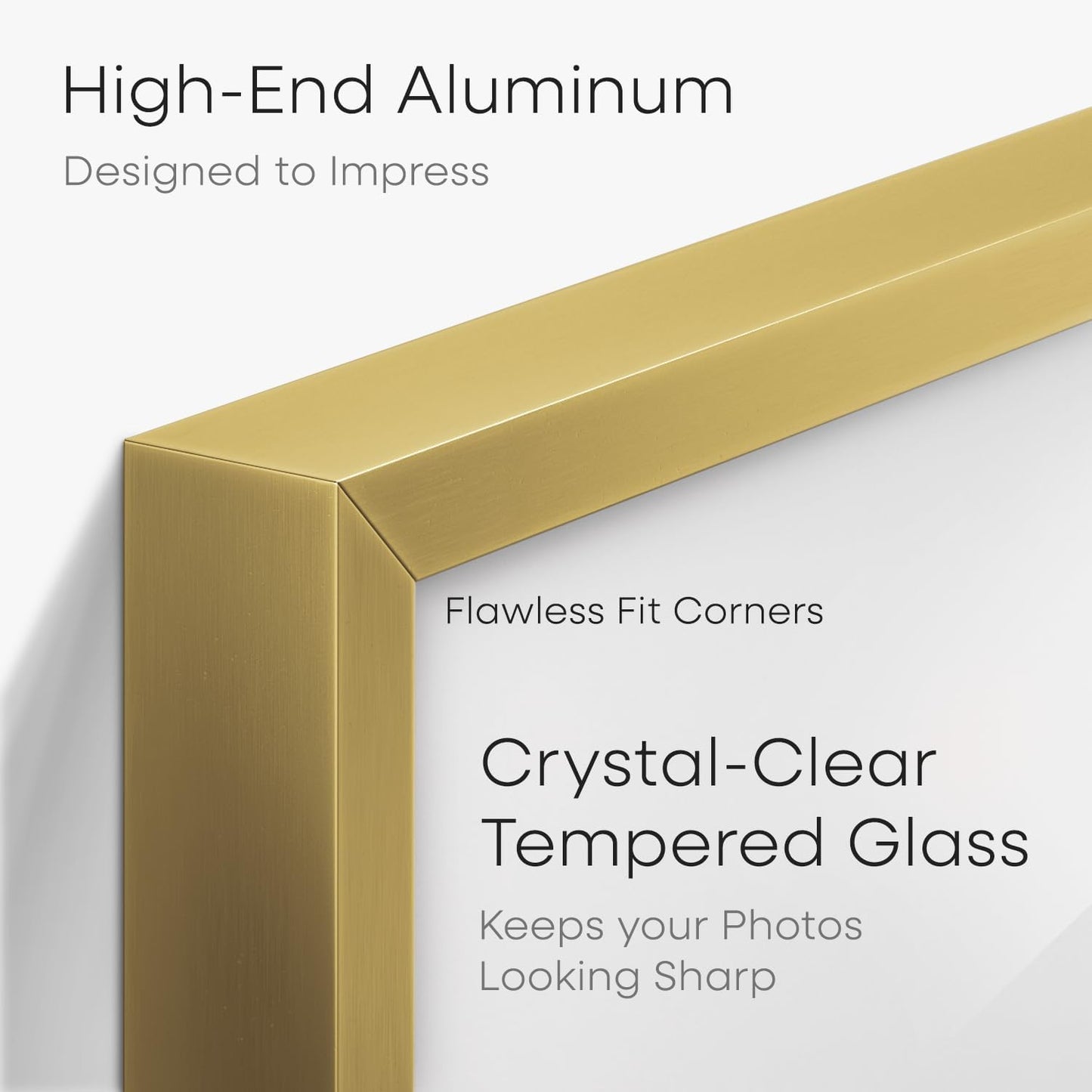 Homeforia 4x6 Picture Frame Gold, High End Metal 4 x 6 Gold Frames with Mat 3 x 5 for Print, 4by6 Desk Frame Matted to 3x5 inch Photo, 4 by 6 Wall or Tabletop Frame, Tempered Glass, Wall Kit, Set of 1