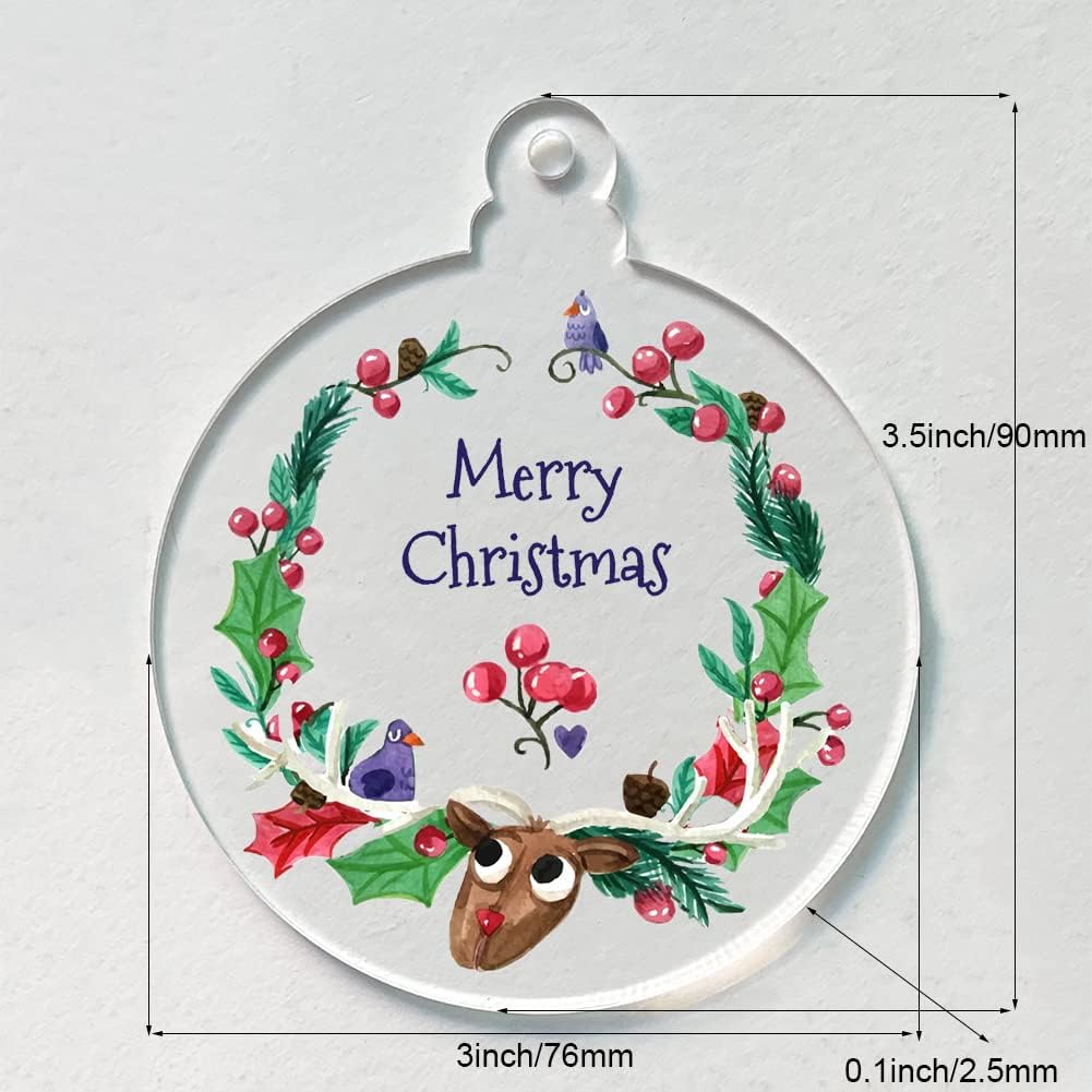 20pcs 3 Inch Clear Blank Acrylic Ornaments - Unfinished Round Acrylic Christmas Hanging Ornaments for Tree Decoration DIY Craft