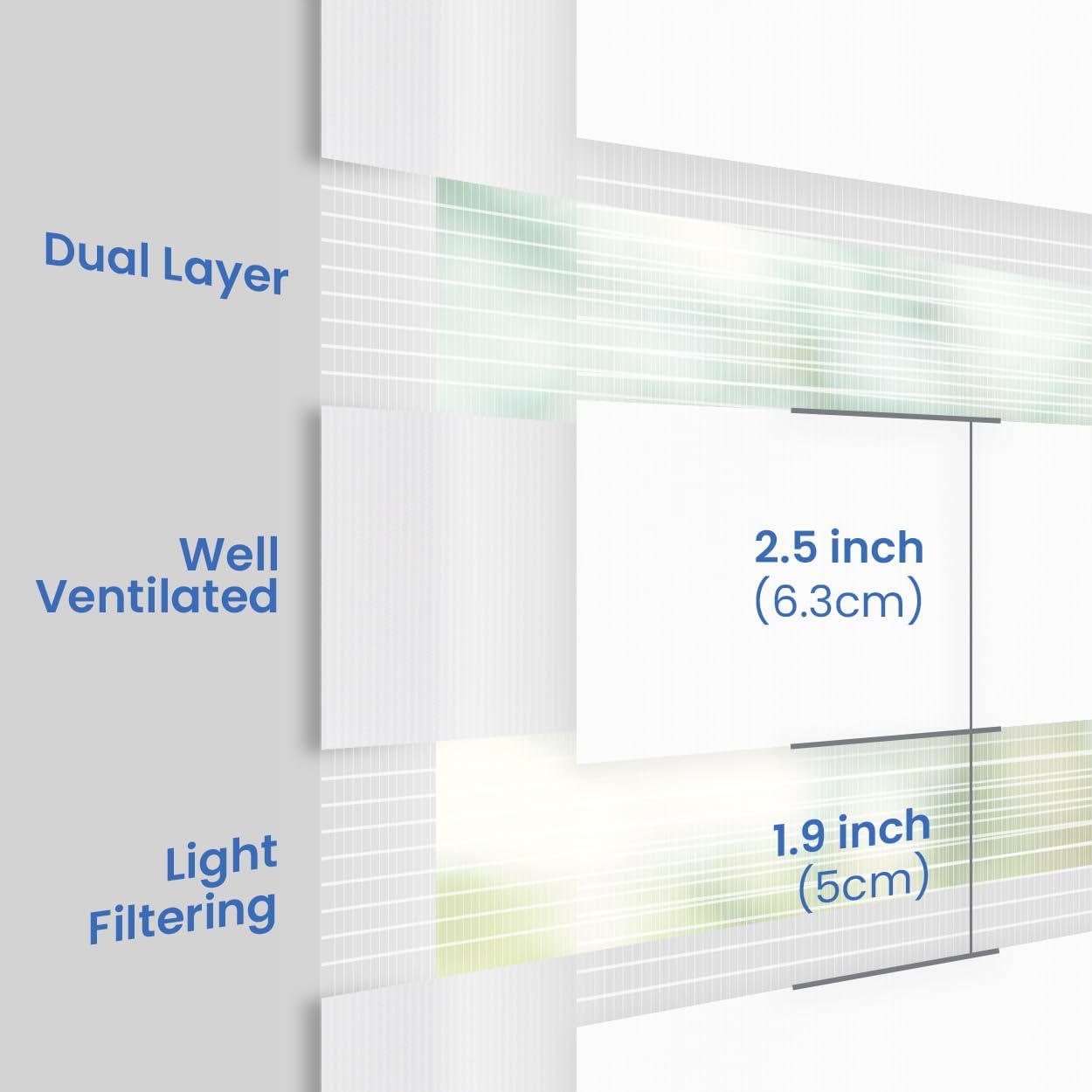 Foiresoft Standard Zebra Roller Blinds for Windows [W37 x H64 Inch, White, Basic], Light Filtering Dual Layer Shades for Bedroom, Living Room, Office, 13 Colors