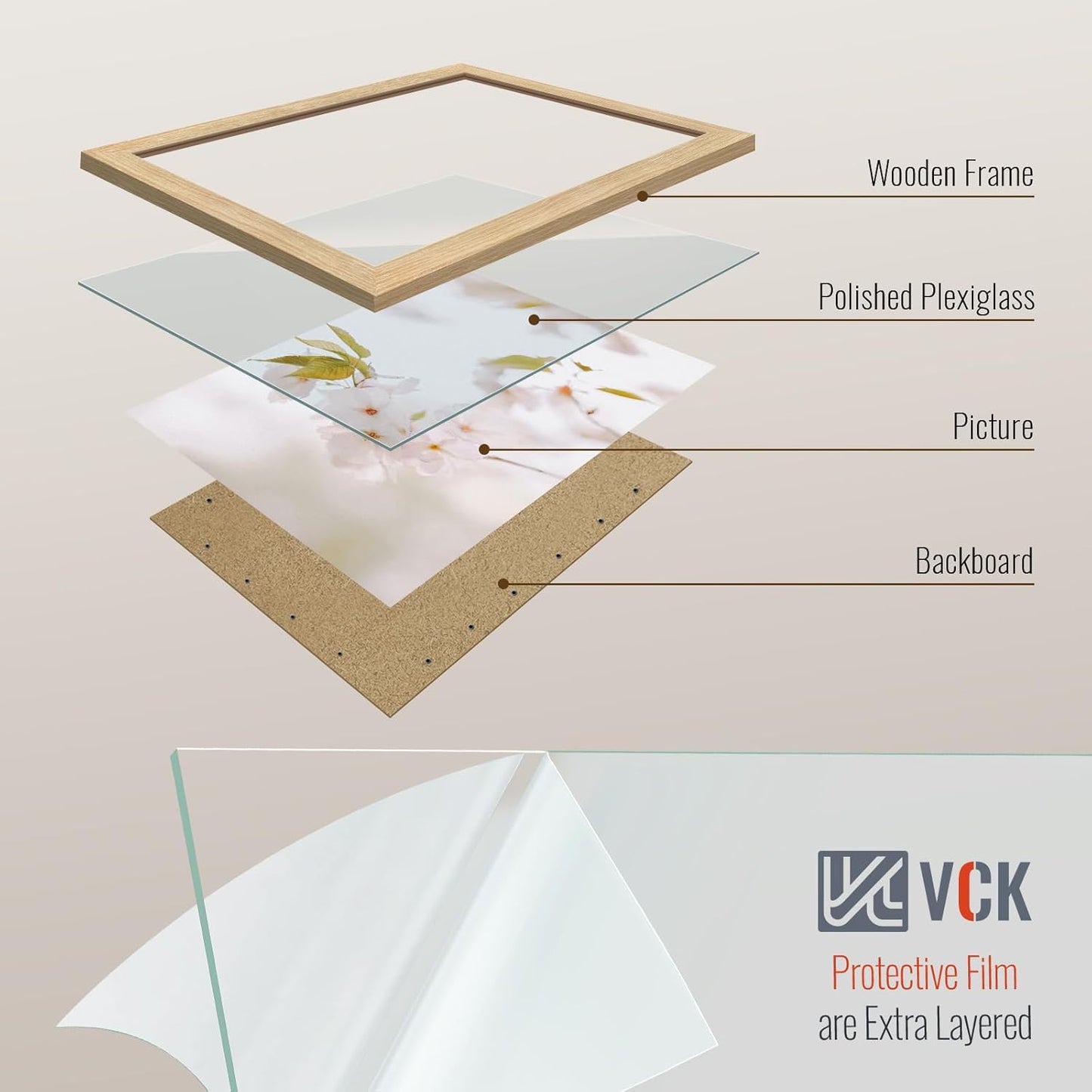 VCK 11x17 Picture Frame 3 Pack - Oak, Natural Solid Wood Poster Frames, Wall Gallery Frame