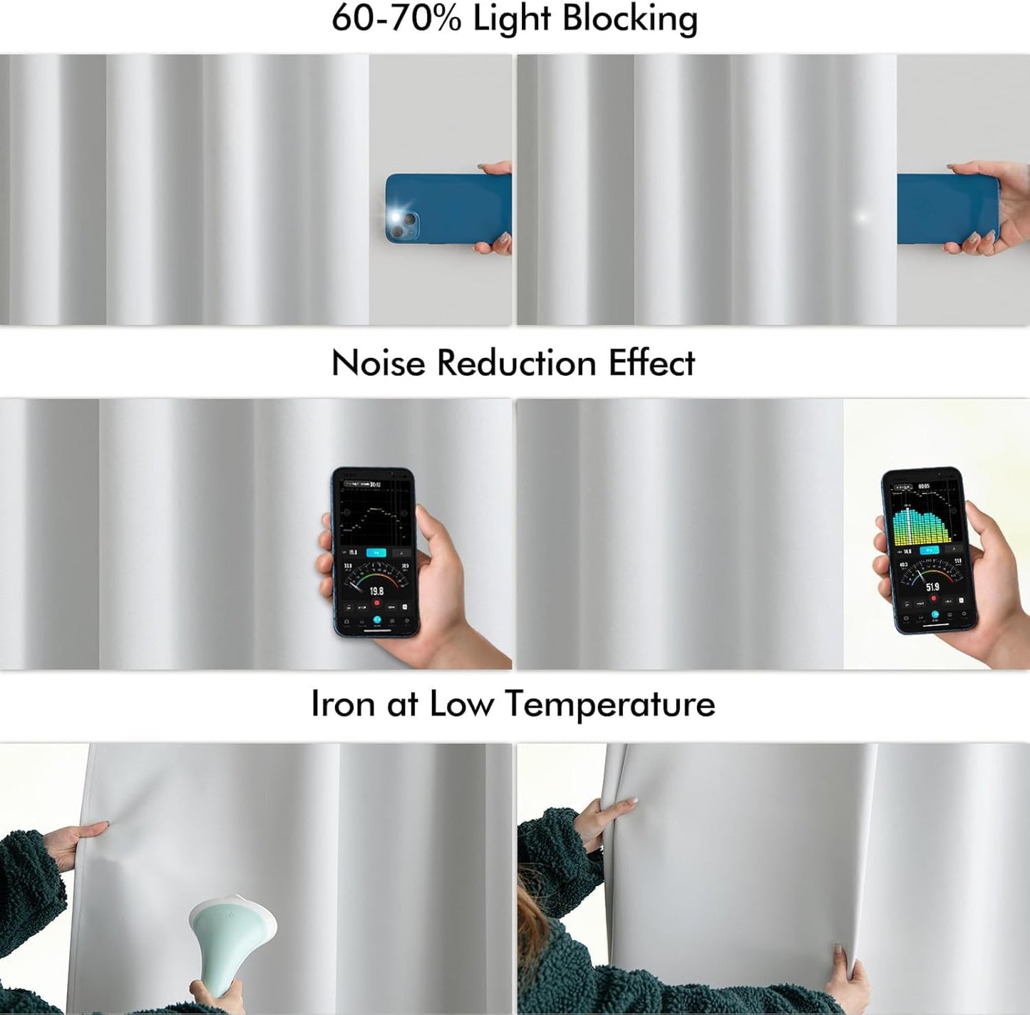 MIULEE Back Tab Light Blocking Curtains 96 Inch Long 2 Panels Set for Living Room Bedroom, Greyish White Rod Pocket/Pinch Pleated Thermal Insulated Room Darkening Floor to Ceiling Blackout Drapes