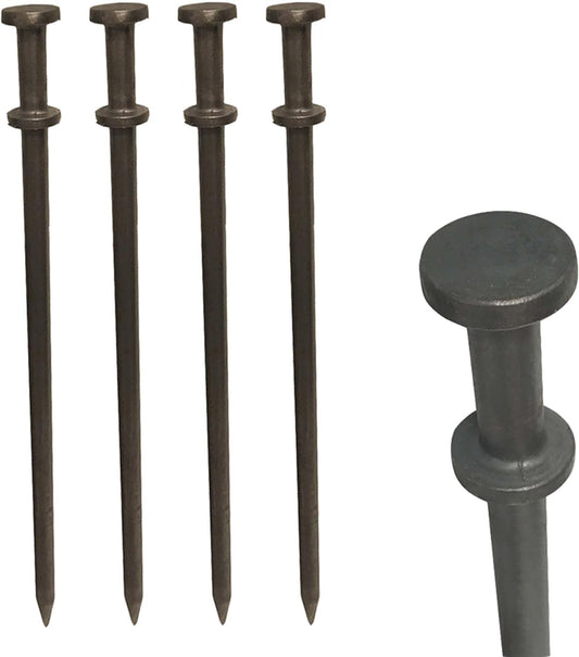 Double Head Tent Stakes - Heavy Duty Steel Tent Stakes, Versatile Ground Spikes to Anchor Commercial Inflatables, Party Tents, and Outdoor Camping Shelters, 3/4 x 24 Inch, 4-Pack