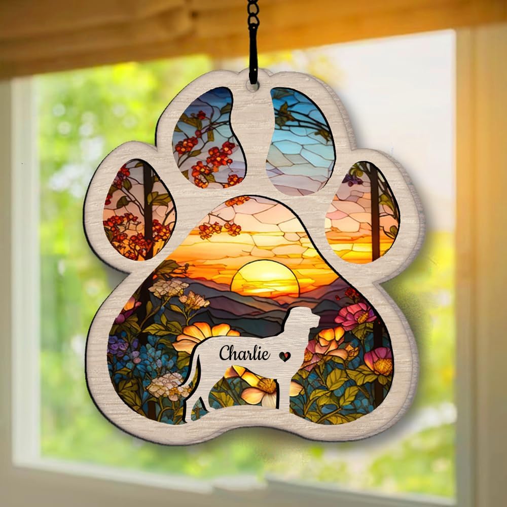 Personalized Porcelaine Suncatcher Dog Memorial Gifts, Custom Porcelaine Ornament Christmas Tree, Pet Remembrance Gift, Loss of Dog Sympathy Gift, Pets Memorial Ornament, Pet Loss Suncatcher