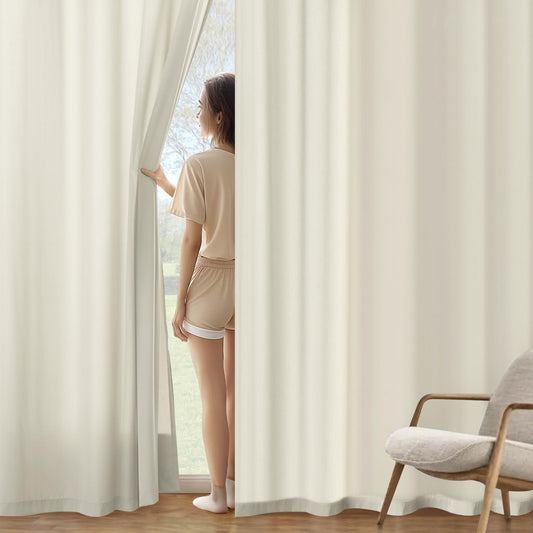 MIULEE Ivory Privacy Sheer Curtains That Let Light in 72 Inches Long Non-See-Through Semi Sheer Curtain Light Filtering Window Curtains Drapes for Living Room Bedroom 2 Panels Set 42 X 72