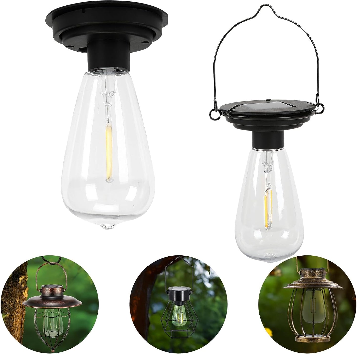 Replacement Solar Light Parts-Solar Lanterns Outdoor Waterproof Two Sizes for Versatile Switching 2 Pack They Can Serve As Accessories Or Stand Alone As Lanterns