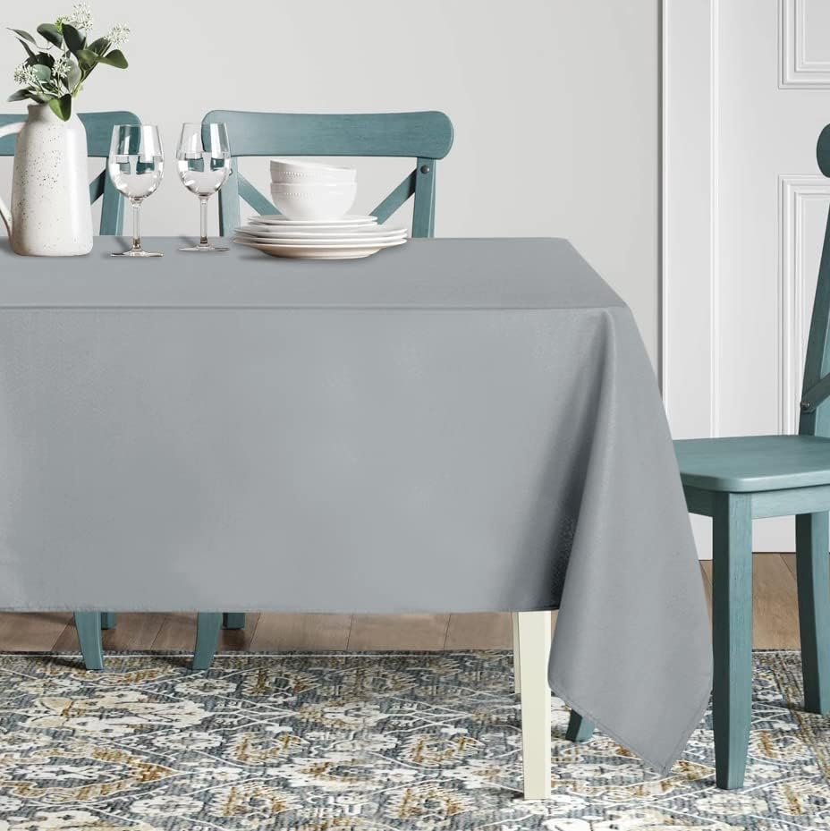 sancua Square Tablecloth - 60 x 60 Inch - Stain and Wrinkle Resistant Washable Polyester Table Cloth, Decorative Fabric Table Cover for Dining Tables, Buffet Parties and Camping, Silver Grey