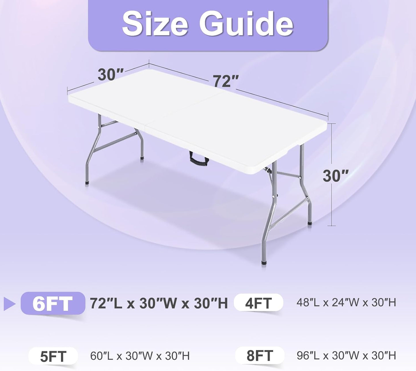 ABCCANOPY 6 FT Purple Spandex Table Cover Stretch Fitted Wrinkle Resistant Tablecloth Reuse for Rectangular Folding Table Patry Event Wedding Banquet Protector