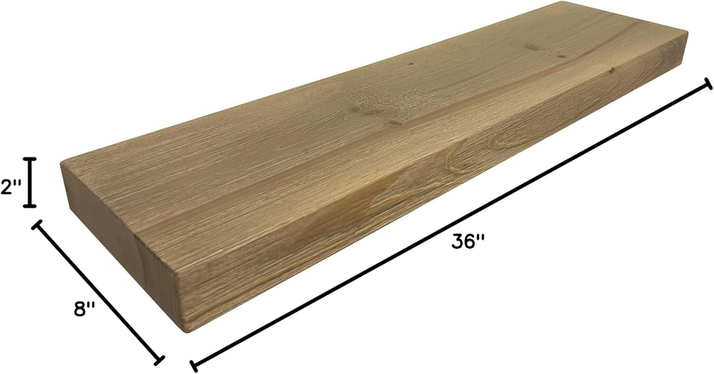 joelsantiques - 36 Inch Wooden Floating Shelves for Wall - 36x8x2 in - Made of Natural Wood - Heavy Duty Rustic Wall Shelves for Bedroom - Perfect for Living Room, Kitchen - Natural