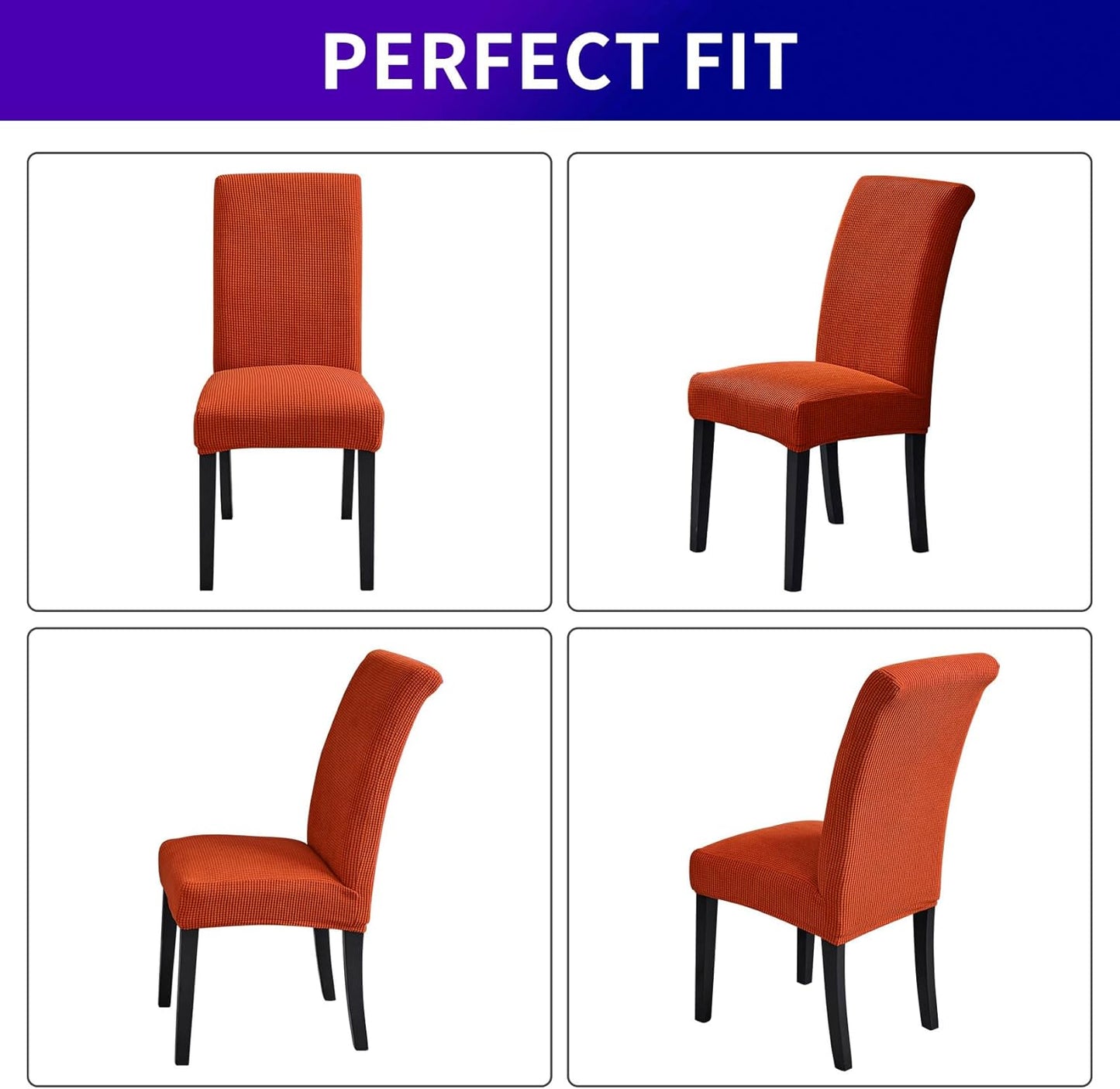 Howhic Stretch Chair Covers for Dining Room Set of 8, Removable Washable Dining Room Chair Covers, Dining Chair Slipcovers Seat Protector, Great Decor for Home and Banquet (Pureed Pumpkin, 8 Pack)