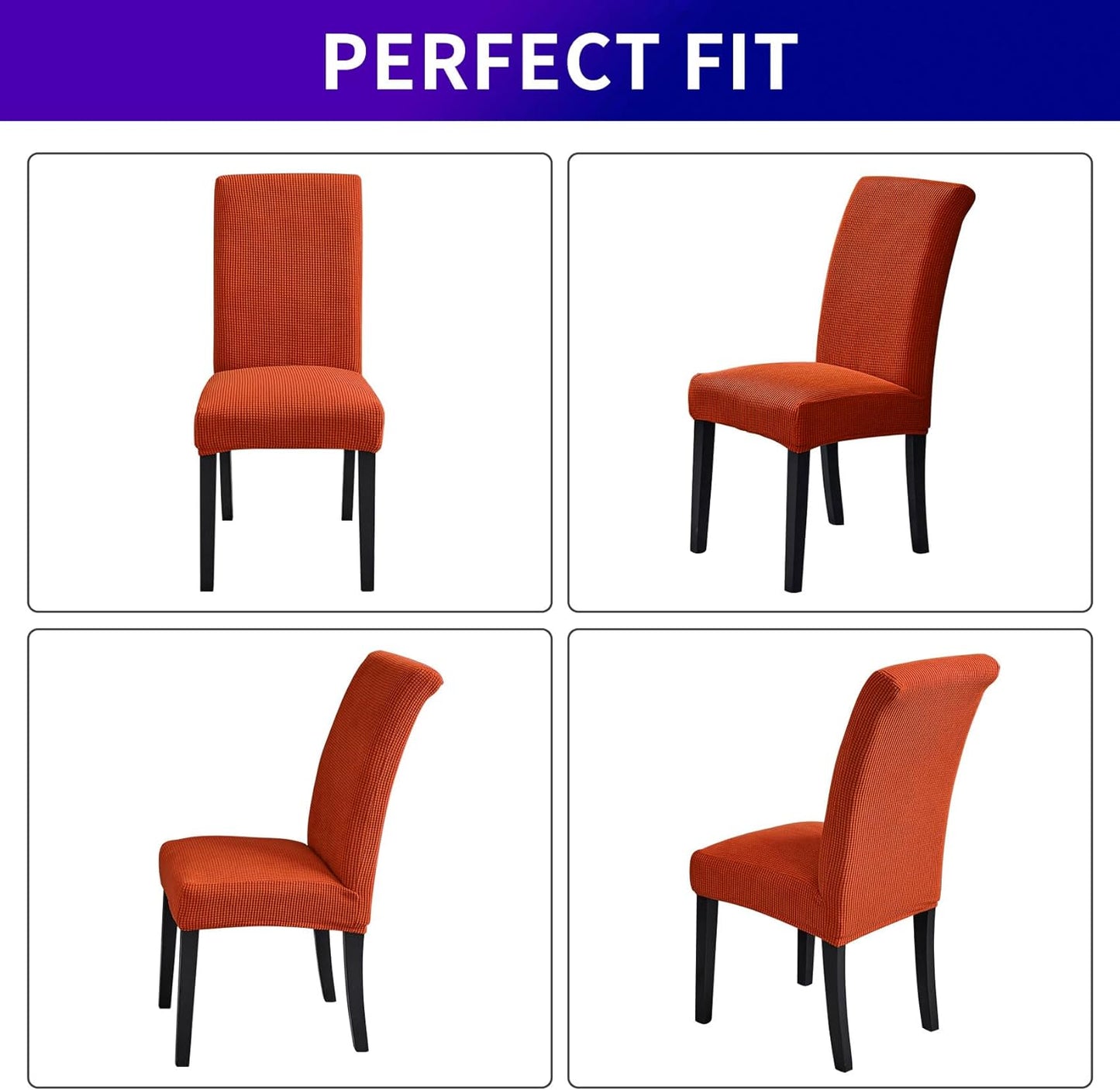 Howhic Stretch Chair Covers for Dining Room Set of 2, Removable Washable Dining Room Chair Covers, Dining Chair Slipcovers Seat Protector, Great for Home and Banquet Decor (Pureed Pumpkin, 2 Pack)