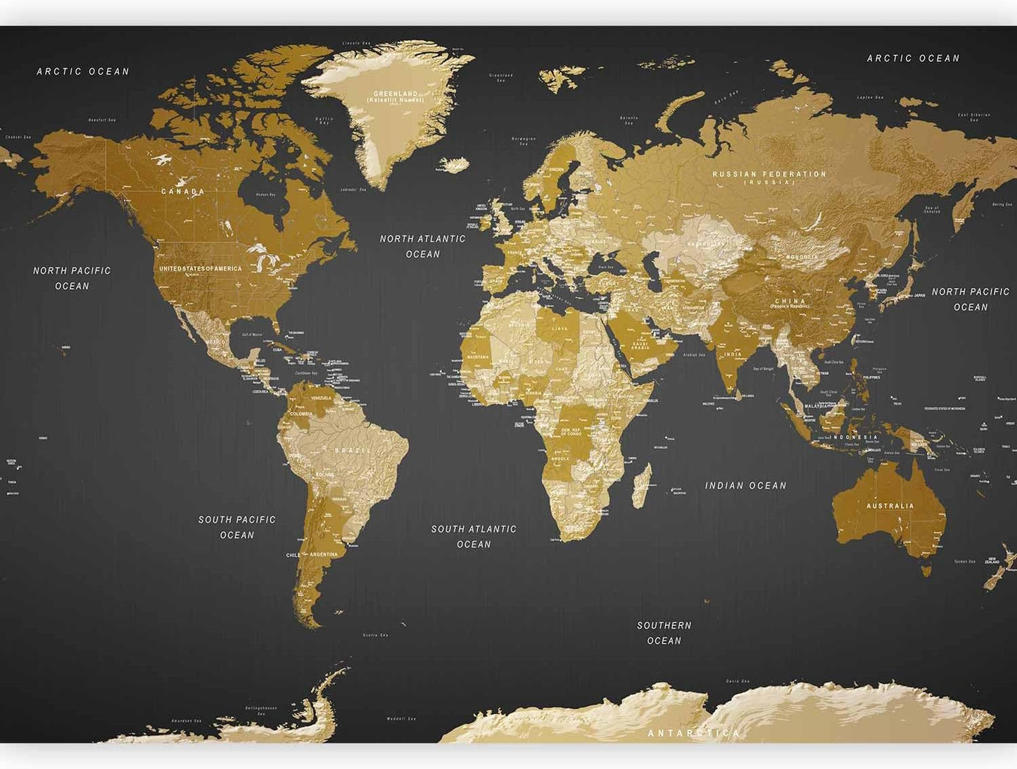 artgeist Premium Wall Mural World Map 157x110 in - XXL Non-Woven Wallpaper Fleece Wall Decor Photo Print Picture Image Design Home Map of The World k-A-0092-a-a