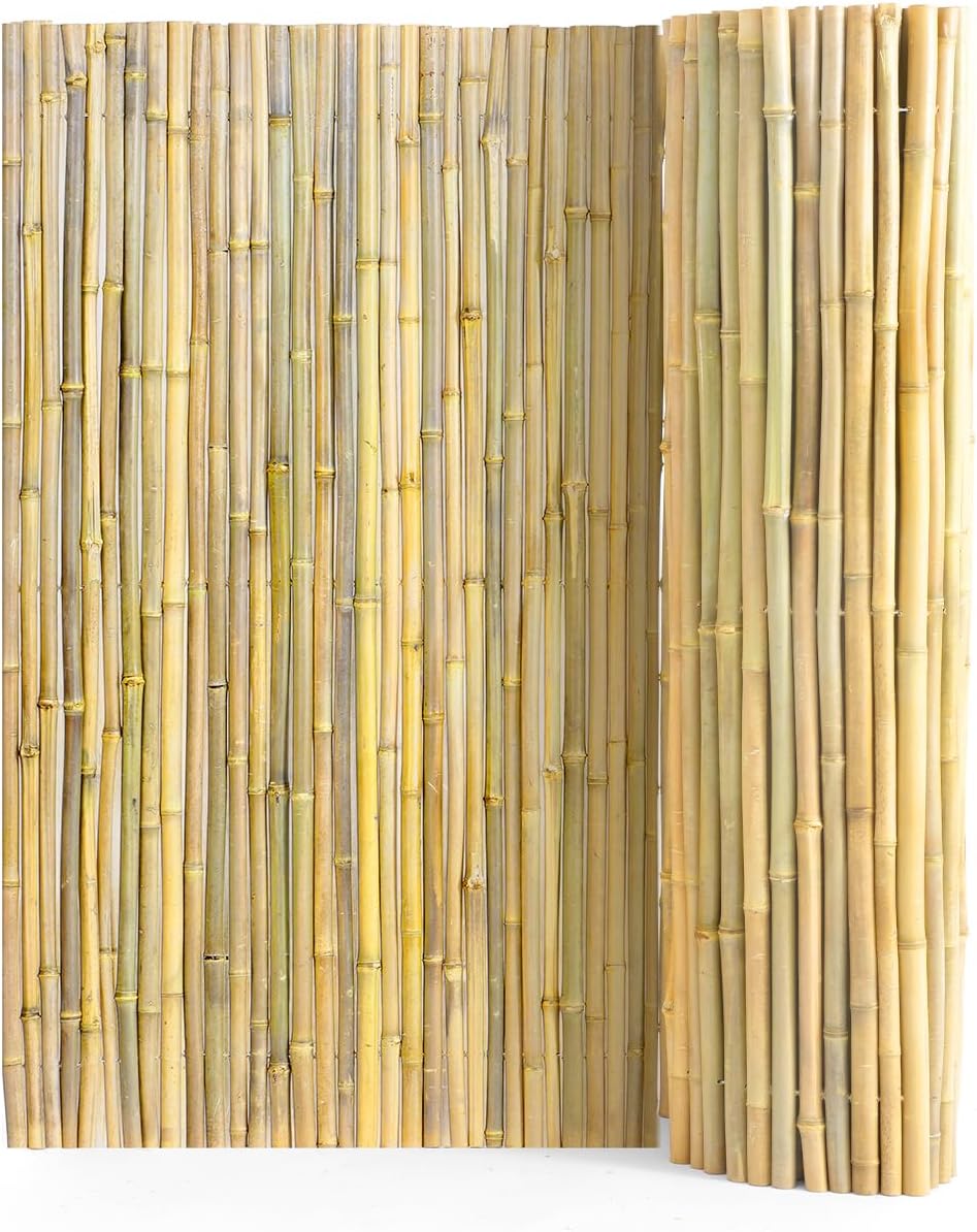 VEVOR Natural Rolled Bamboo Fence, Eco-Friendly Privacy Screen - 4 ft H x 6 ft L x 0.75 in D, Decorative for Garden, Backyard, Balcony, Patio, Pool Side