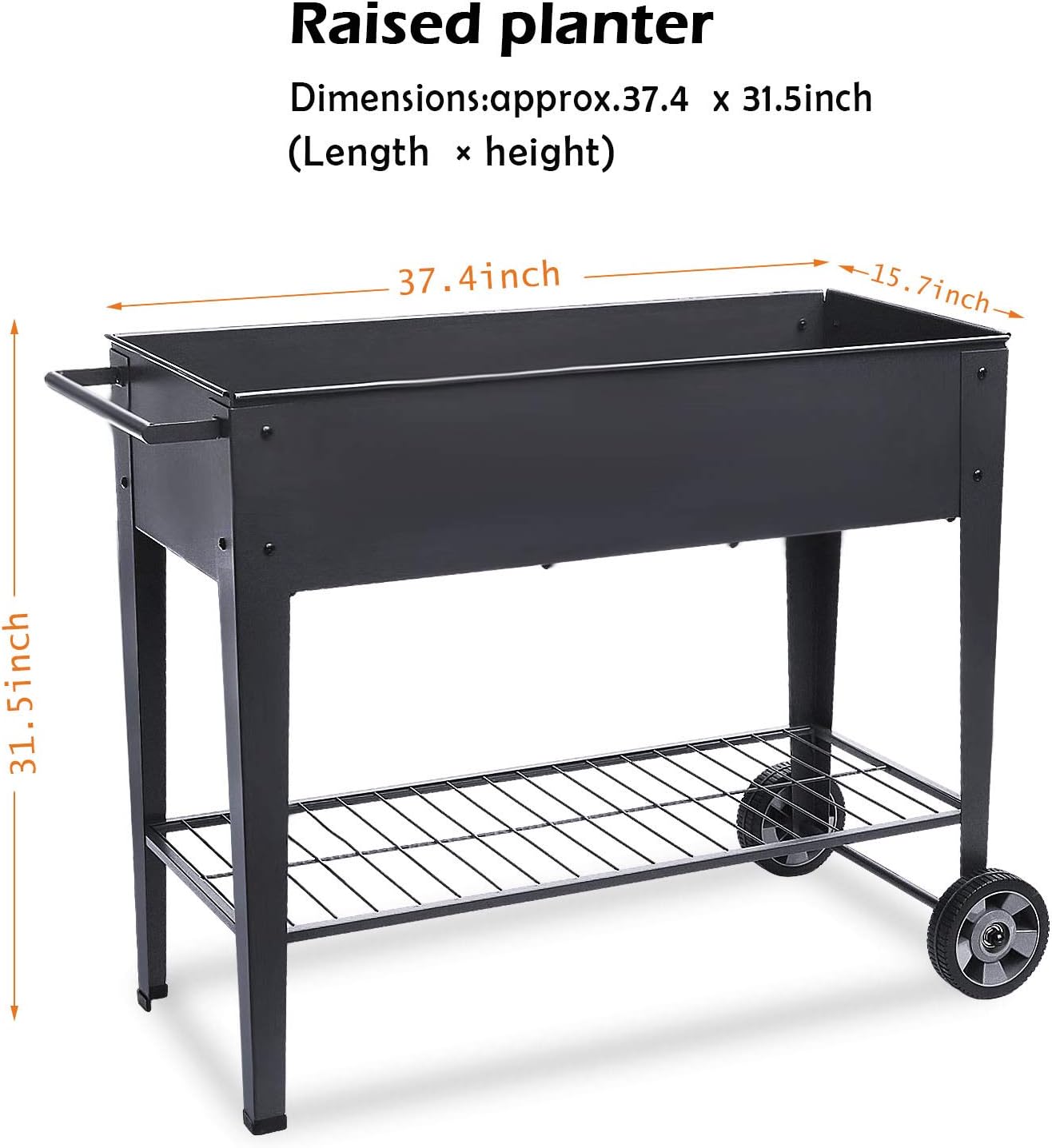 Raised Planter Box with Legs Outdoor Elevated Garden Bed On Wheels for Vegetables Flower Herb Patio