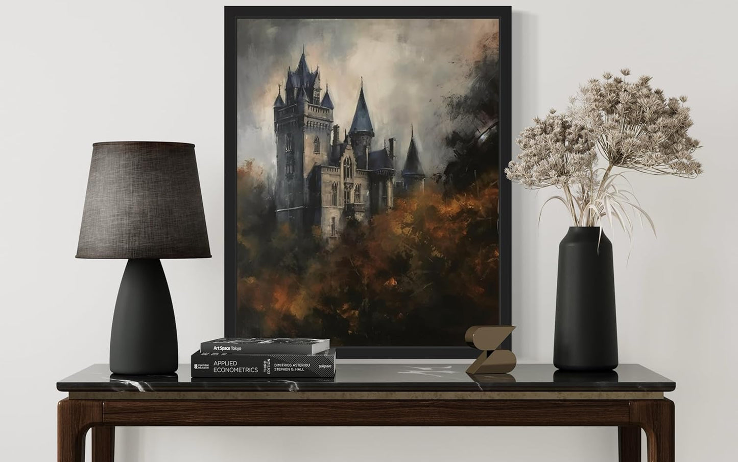 Old Castle Poster Art Print, Halloween Scary Vintage Wall Art Academia Spooky Painting Decoration for Horror Prints, Gothic Posters Bedroom Decor 89 (Old Castle, 8 x 10 inches, Black Frame)