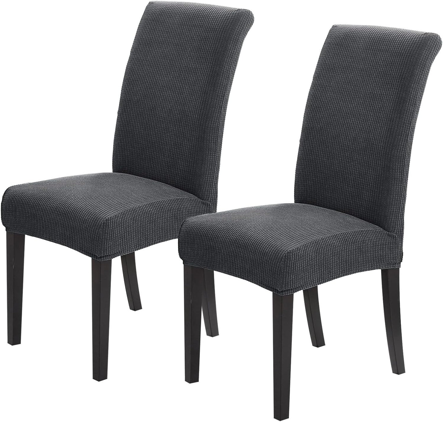 Joccun Chair Covers for Dining Room Set of 2,Dining Chair Slipcover Stretch Dining Room Chair Covers Seat Protector,Washable Parsons Chair Cover for Home,Banquet(Dark Gray,2 Pack)