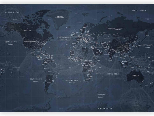artgeist Wall Mural World Map 96x69 in - XXL Peel and Stick Self-Adhesive Wallpaper Removable Large Sticker Foil Wall Decor Print Picture Image Design Map of The World k-A-0123-a-a
