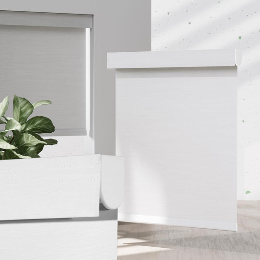 Blackout Roller Shades for Indoor Windows, Cordless Jacquard Fabric-Matched Roller Blinds, Easy to Install Privacy UV Protection Roll Up Blinds for Home Office, Pure White, 25" W x 72" H