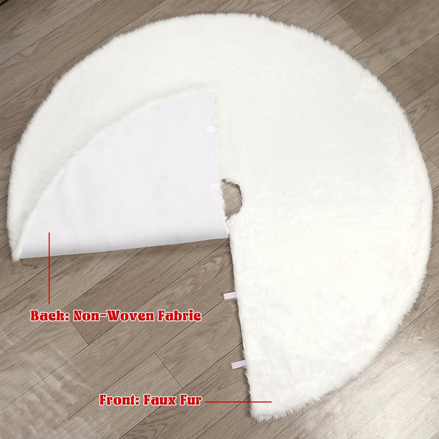 AerWo Christmas Tree 60 inches White Plush Skirt Decoration for Merry Christmas Party, High-End Soft Classic Fluffy Faux Fur Christmas Tree Skirt Decorations for Xmas Tree Decorations and Ornaments