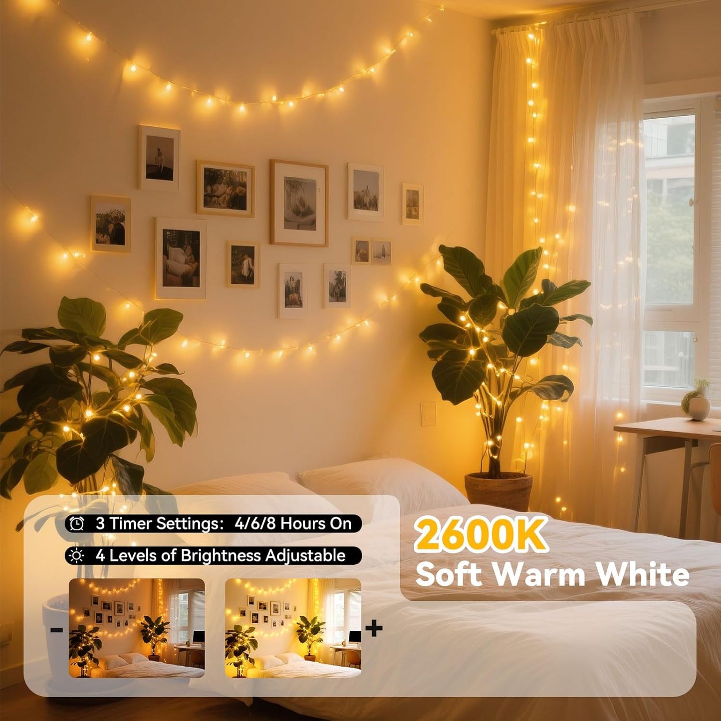 LitHome 300LED 99FT Led Fairy Lights Plug in, Color Changing Fairy Lights with Remote, 9 Modes Led String Lights Indoor Dimmable, Fairy String Lights for Fall Halloween Christmas Bedroom Dorm Decor