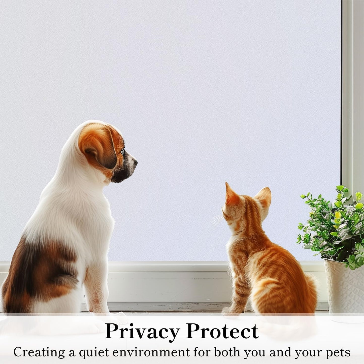 DUOFIRE Privacy Window Film Frosted Glass Film Matte White Static Cling Glass Film No Glue Anti-UV Window Sticker Non Adhesive for Privacy Office Meeting Room Bathroom Living Room DS001W 11.8x47in