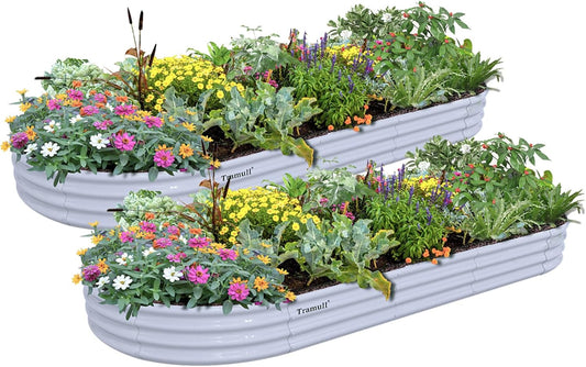 2 Pack 8x3x1FT Galvanized Raised Garden Bed Large Metal Planter Box Kit Elevated Raised Garden Planters for Outdoor Plants, Gray