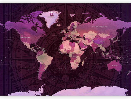 artgeist Wall Mural World Map 157x110 in - XXL Non-Woven Wallpaper Fleece Wall Decor Photo Print Picture Image Design Home Map of The World k-A-0273-a-a