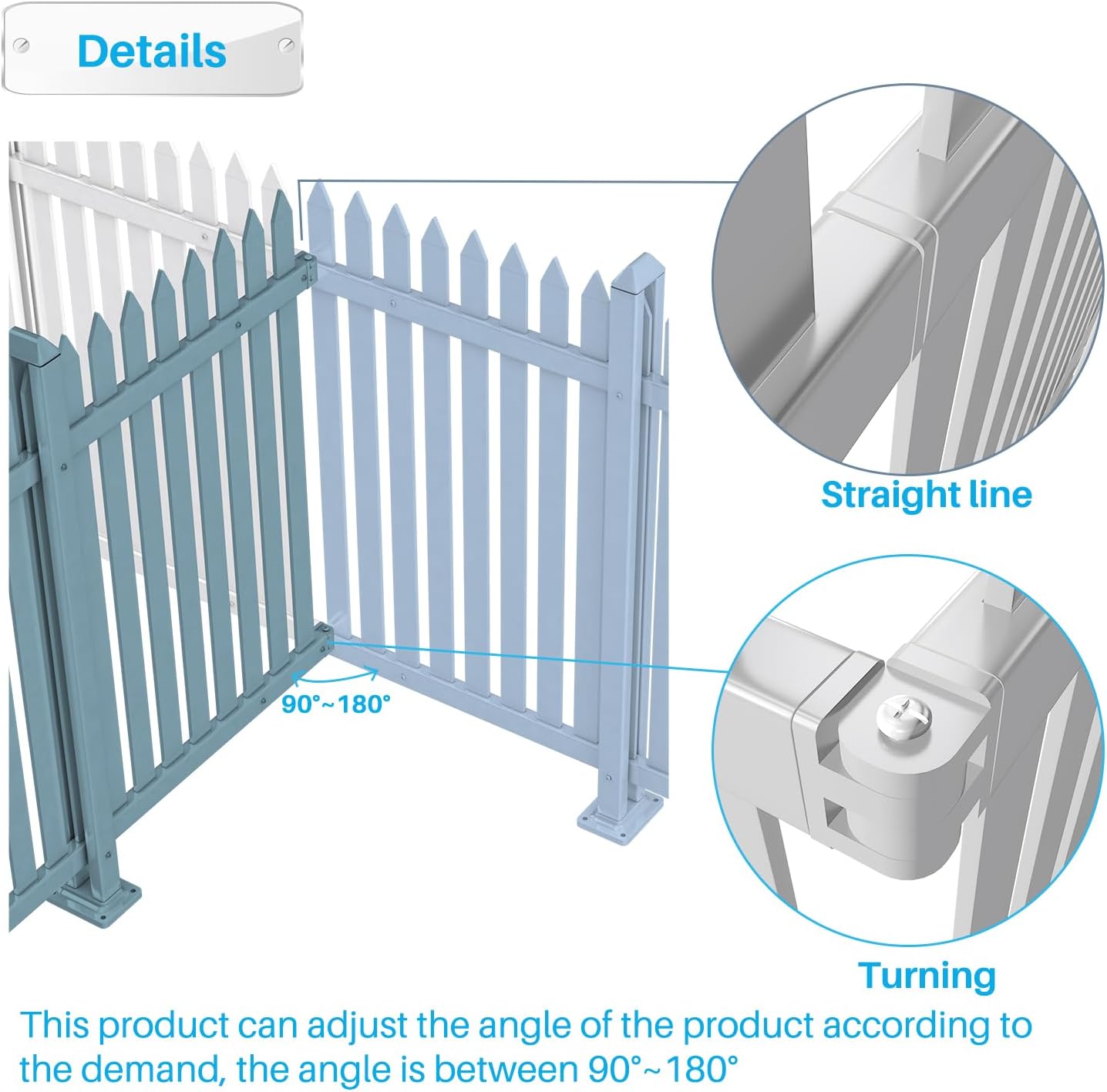 Patio 2 Sets Vinyl Picket Fence Panels 30" H x 84" W White PVC Decorative Fence for Front Yard Porch Patio Deck Pool Air Conditioner Fence Safety Dog Fence (34 Pickets, Straight)