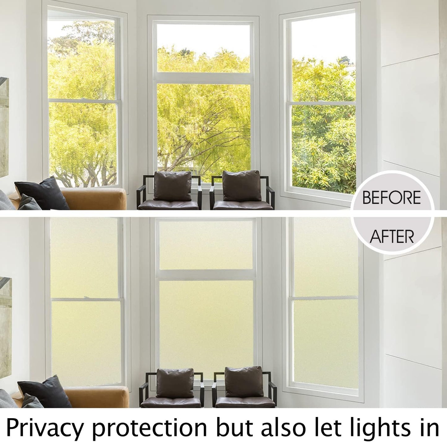 HIDBEA Frosted Window Privacy Film Heat Control UV Blocking, Static Cling Non-Adhesive Reusable Door coverings for Bathroom Home Office (Frosted 11.8 Inch x 6.5 Feet)