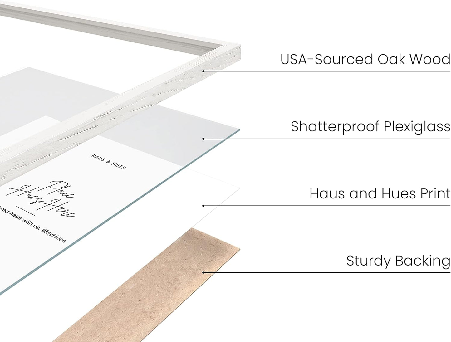 Haus and Hues 12x18 White Oak Wood Picture Frames Set of 15 - Premium Bulk Picture Frames 12x18 Bundle - Elegant Gallery Wall Frame Set for Posters, Art Display - Ideal for Wall Decor in Home & Office