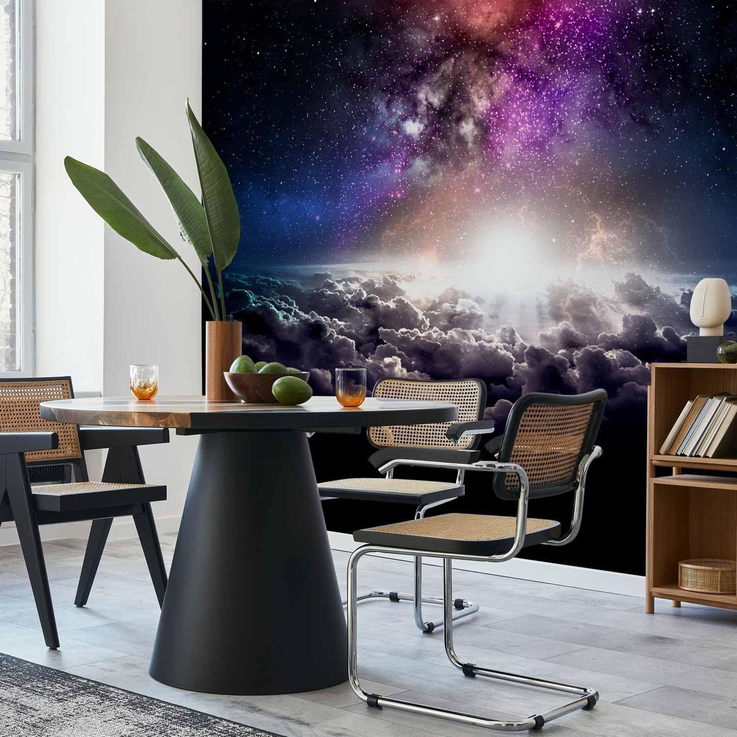 artgeist Wall Mural Galaxy 77x55 in - Peel and Stick Self-Adhesive Wallpaper Removable Large Sticker Foil Wall Decor Print Design Mural Cosmos Sky Star Cloud Purple i-A-10009-a-a